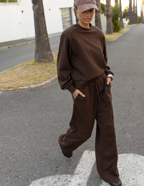 Wide Leg Jogger Broek Bruin SHOEBY WOMEN