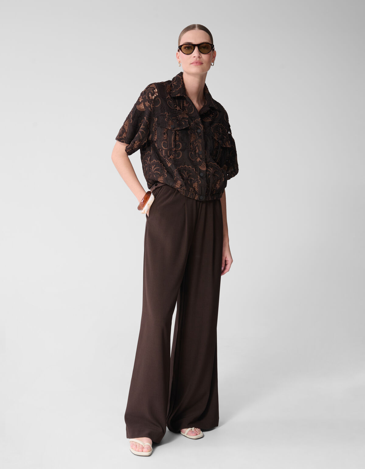 Embroidery Blouse Donkerbruin By Mieke SHOEBY WOMEN