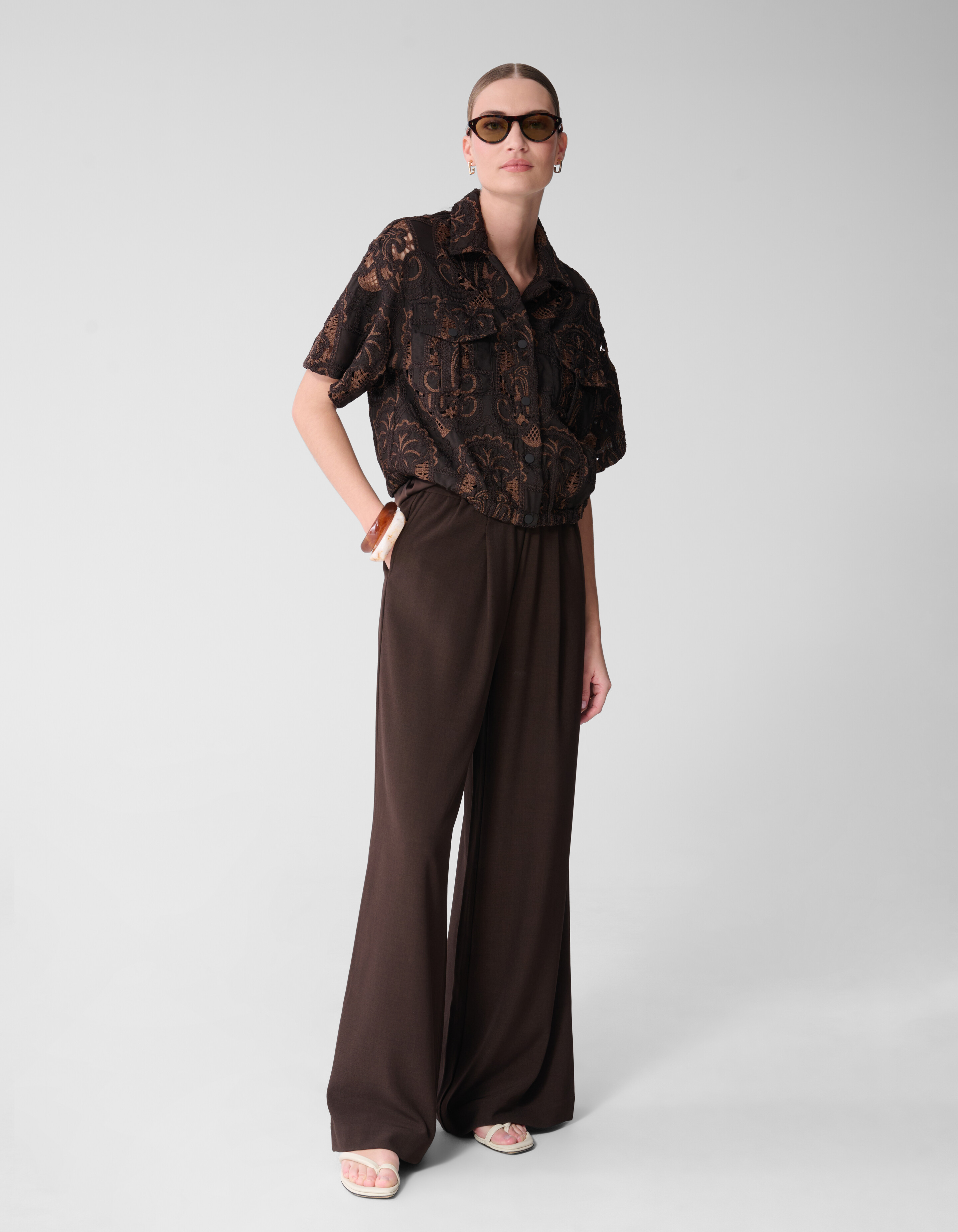 Embroidery Blouse Donkerbruin By Mieke SHOEBY WOMEN