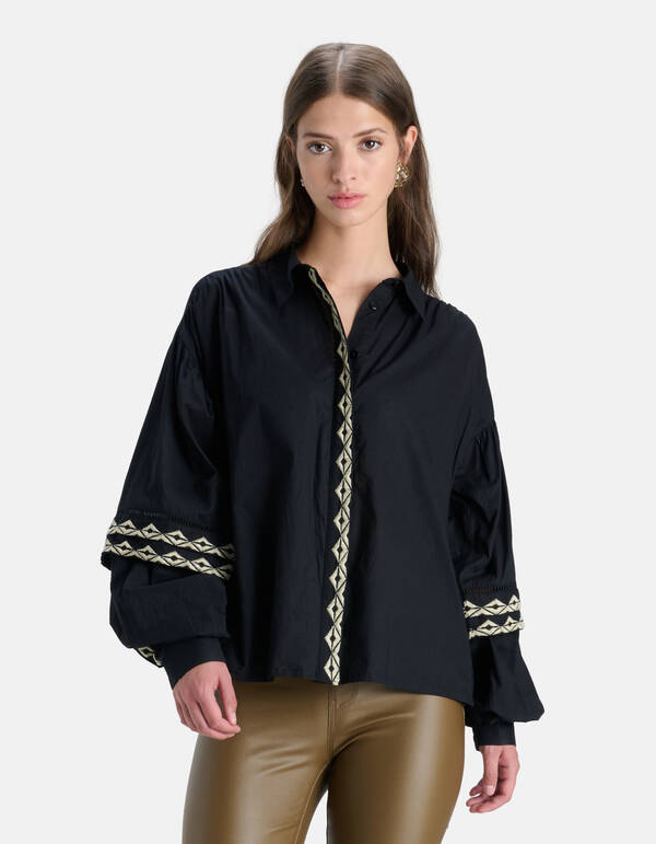 Embroidery Blouse Zwart SHOEBY WOMEN