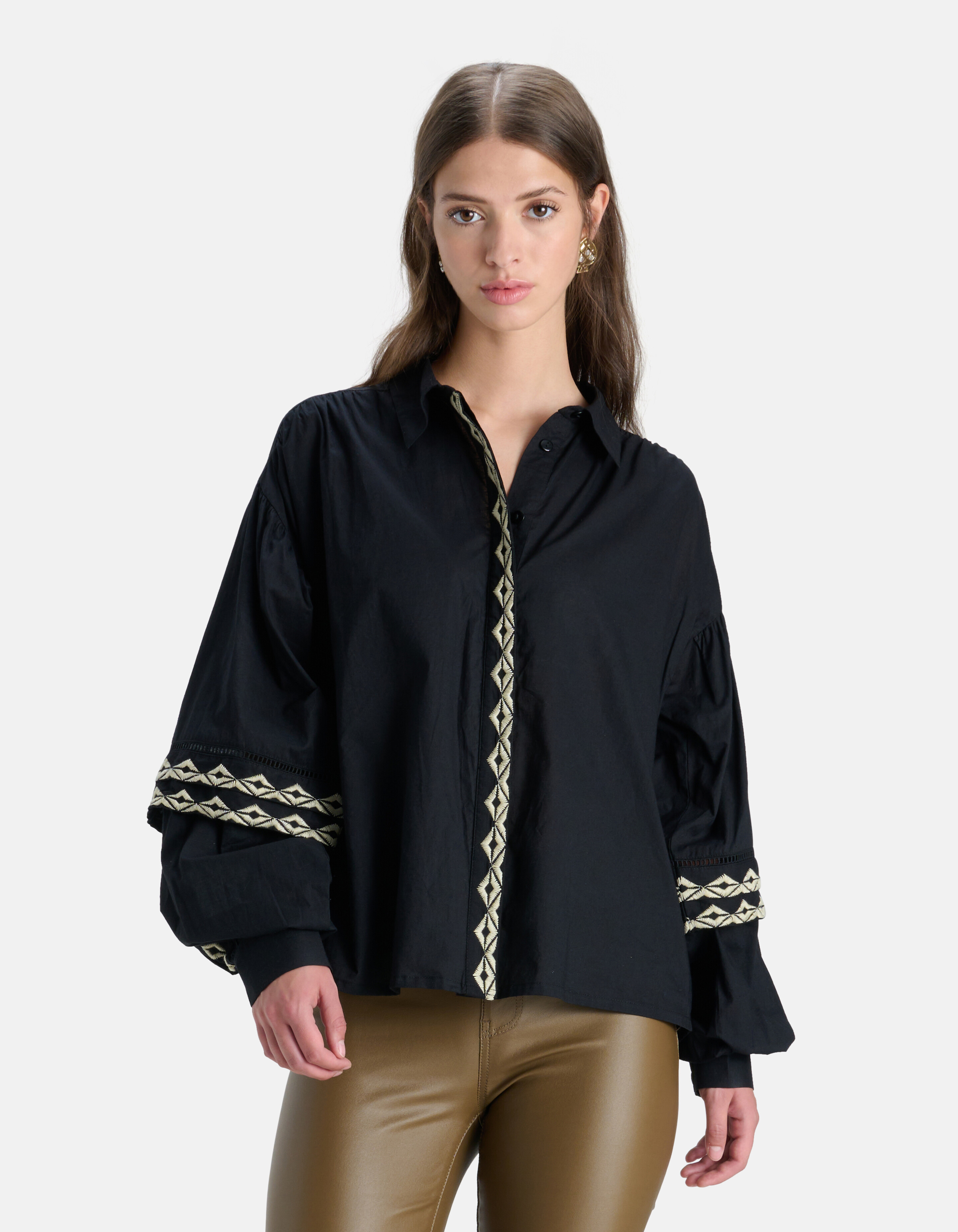 Embroidery Blouse Zwart SHOEBY WOMEN