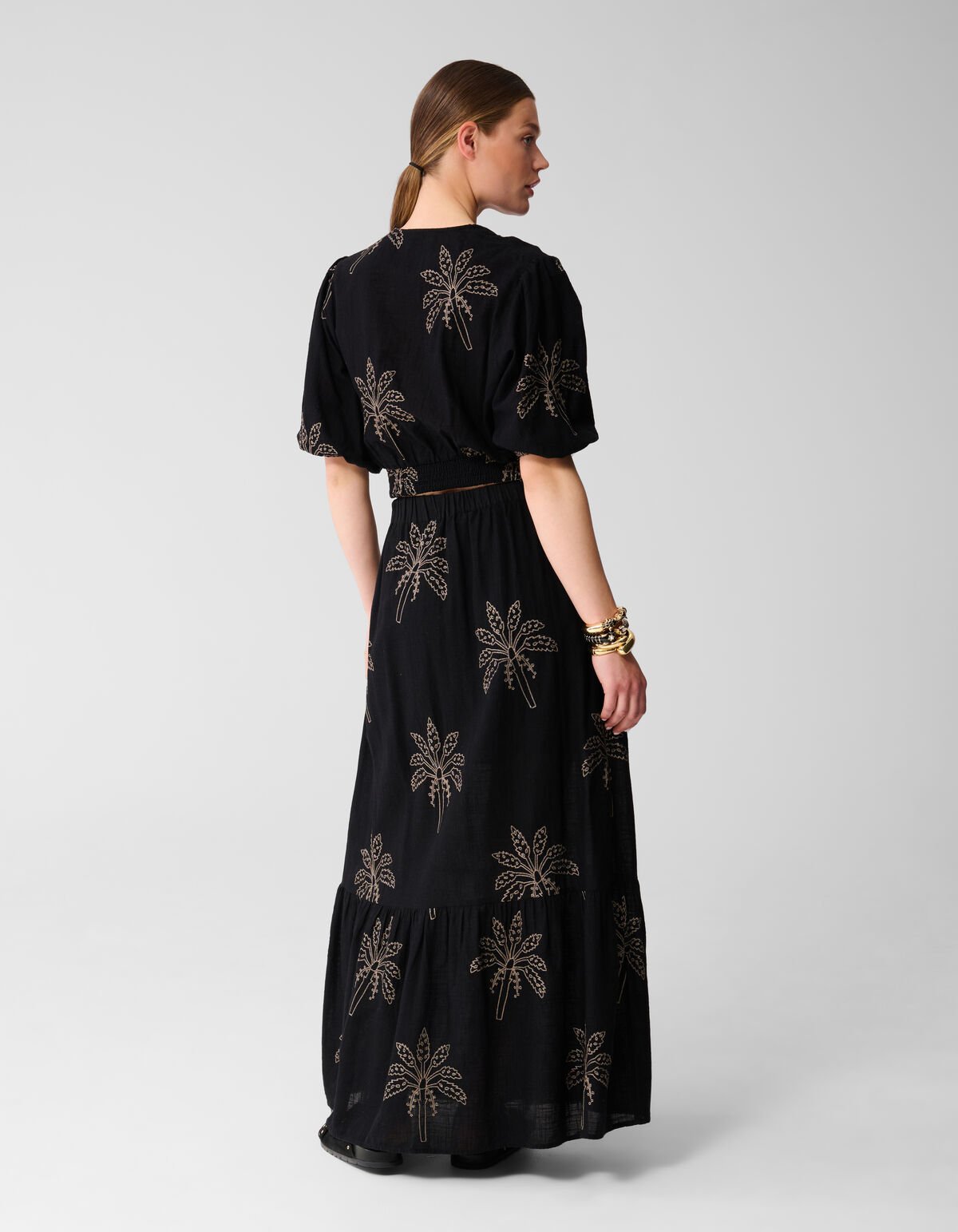 Embroidery Palm Crop top Zwart SHOEBY WOMEN