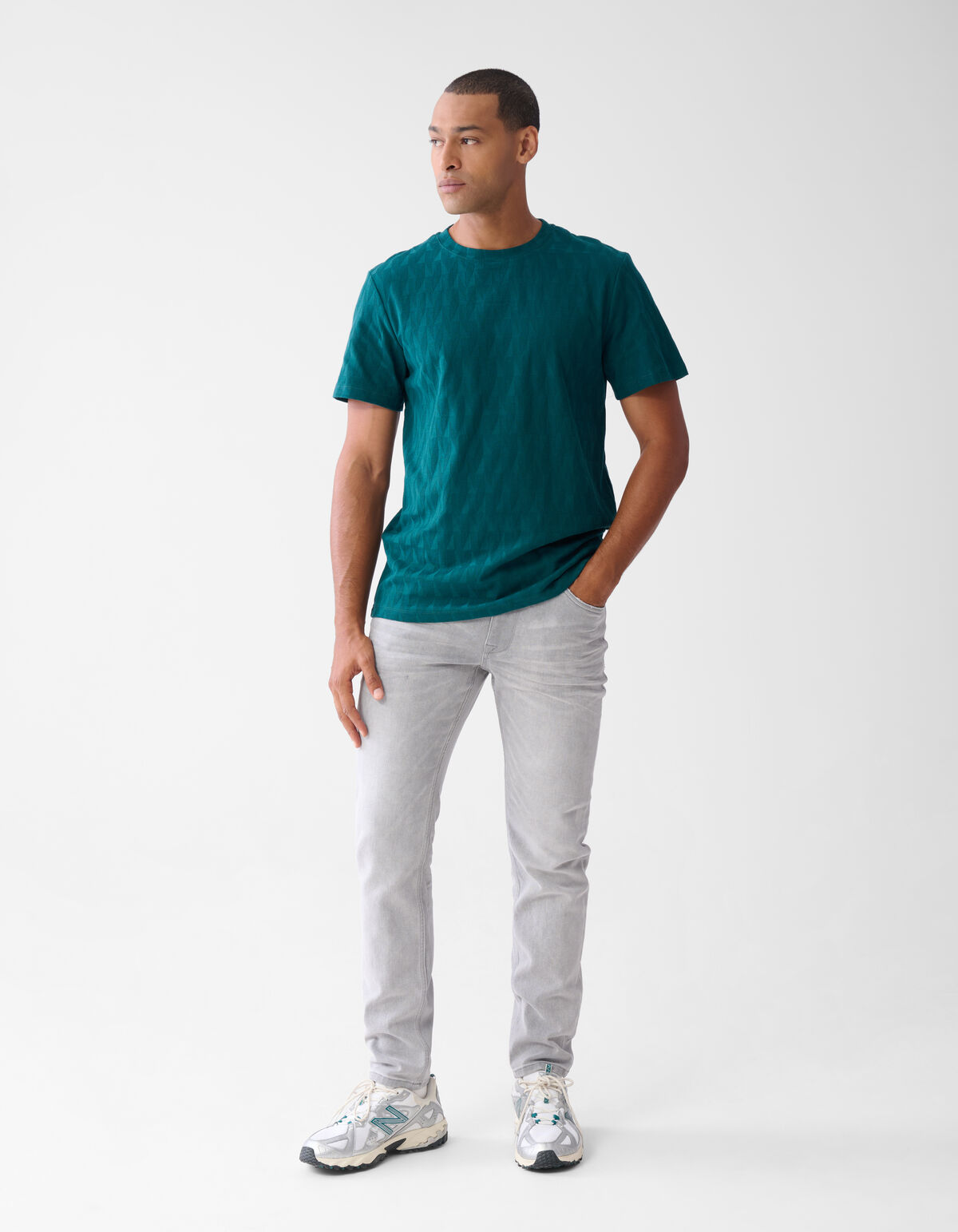 Jacquard T-shirt Donkergroen SHOEBY MEN