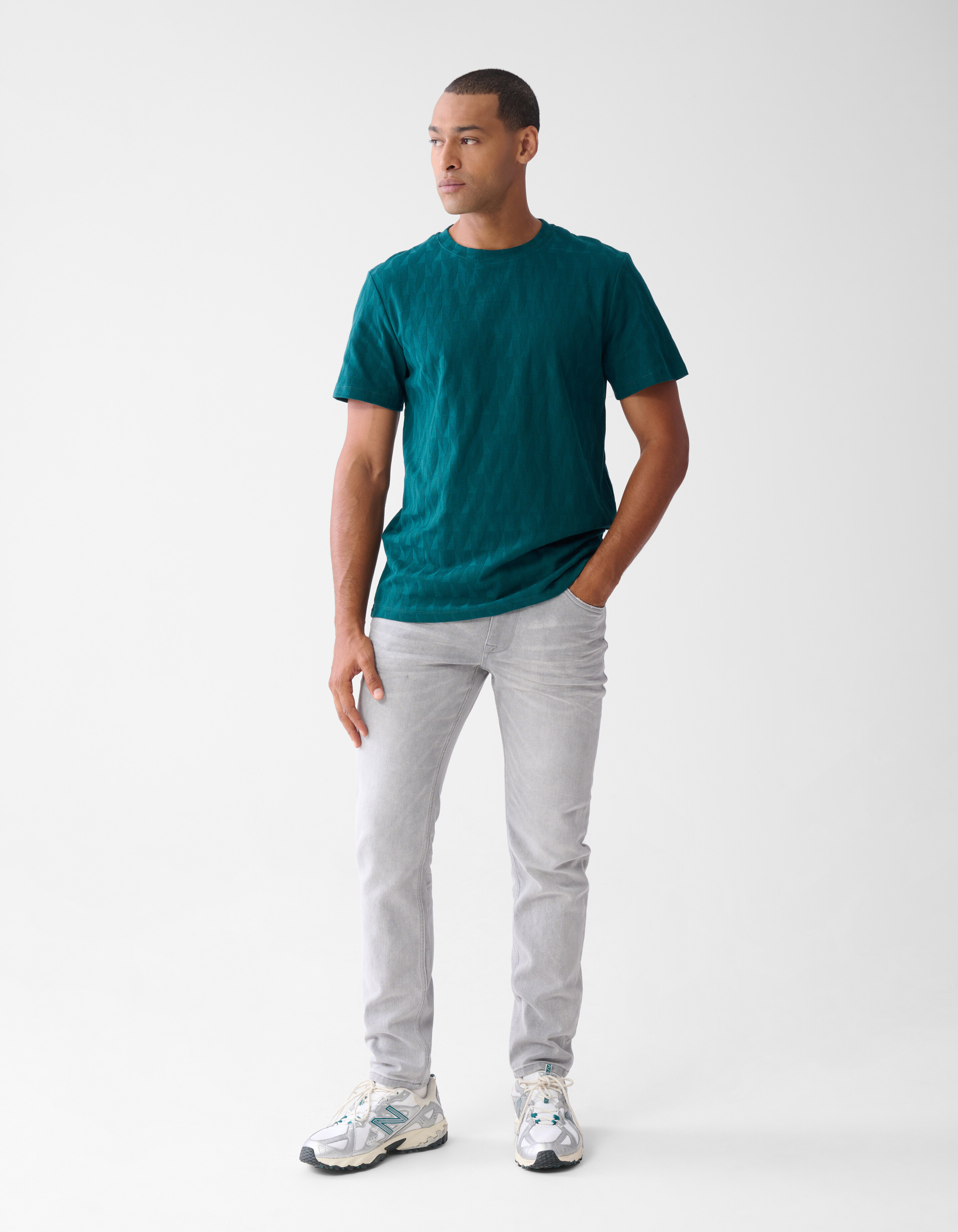 Jacquard T-shirt Donkergroen SHOEBY MEN