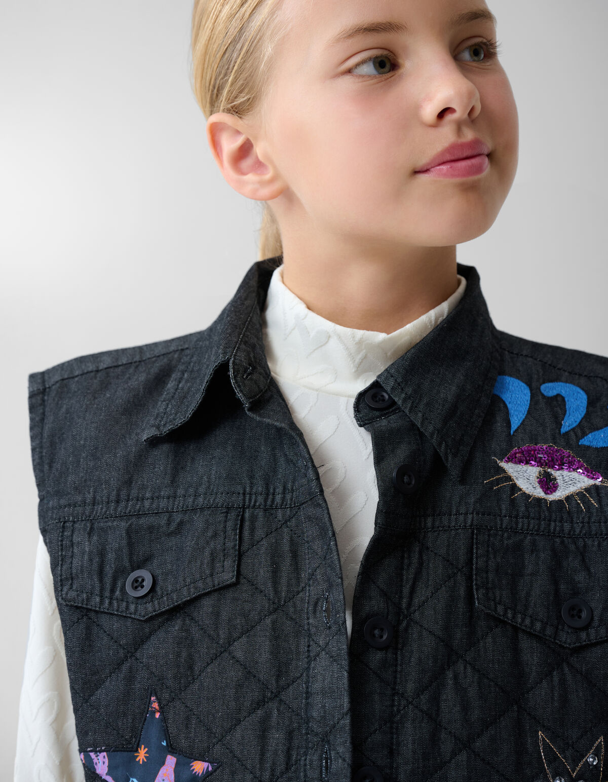Quilted Gilet Donkergrijs SHOEBY GIRLS