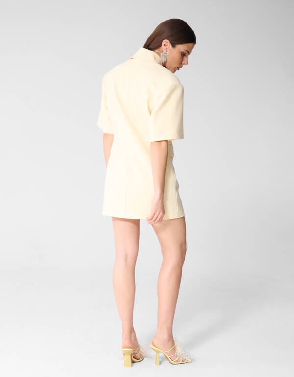 Short Sleeve Blazer Jurk Lichtgeel SHOEBY WOMEN