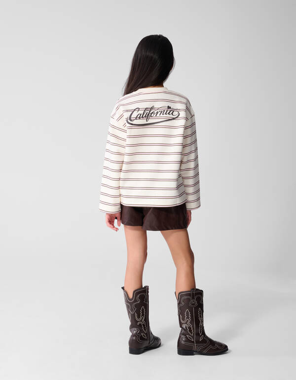 Oversized Gestreepte Sweater Gebroken Wit SHOEBY GIRLS