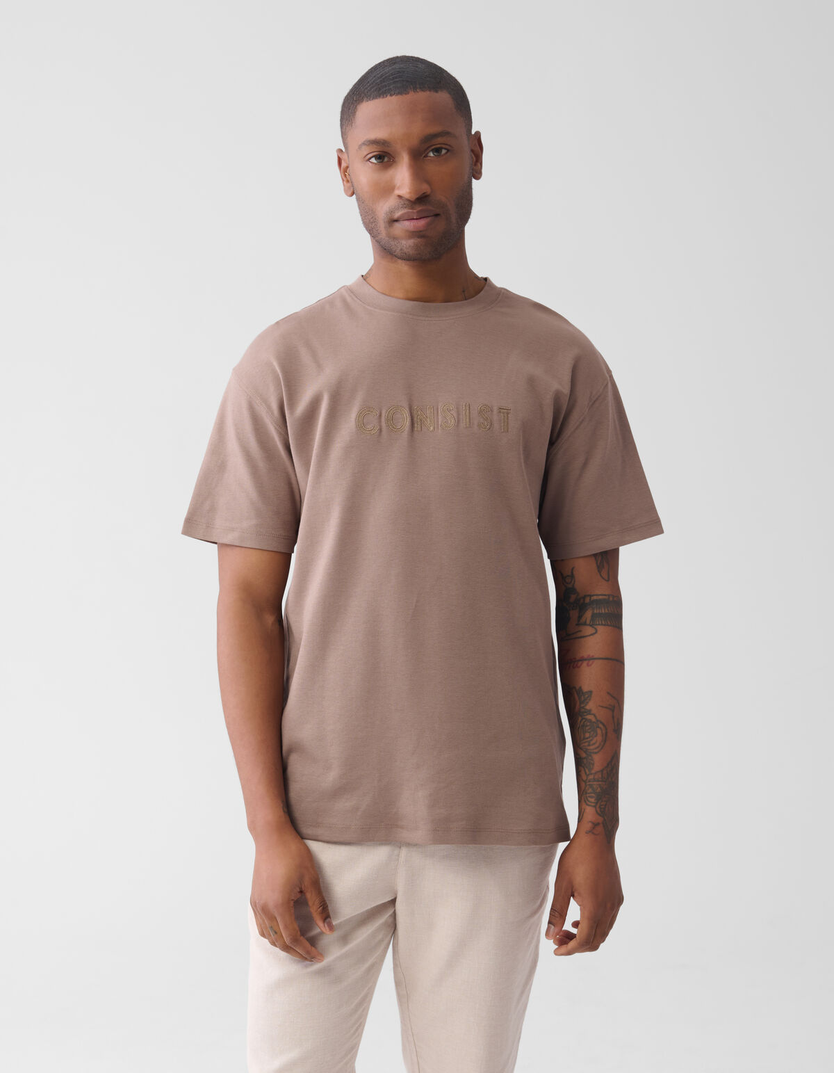 Embroidery Artwork T-shirt Lichtbruin SHOEBY MEN