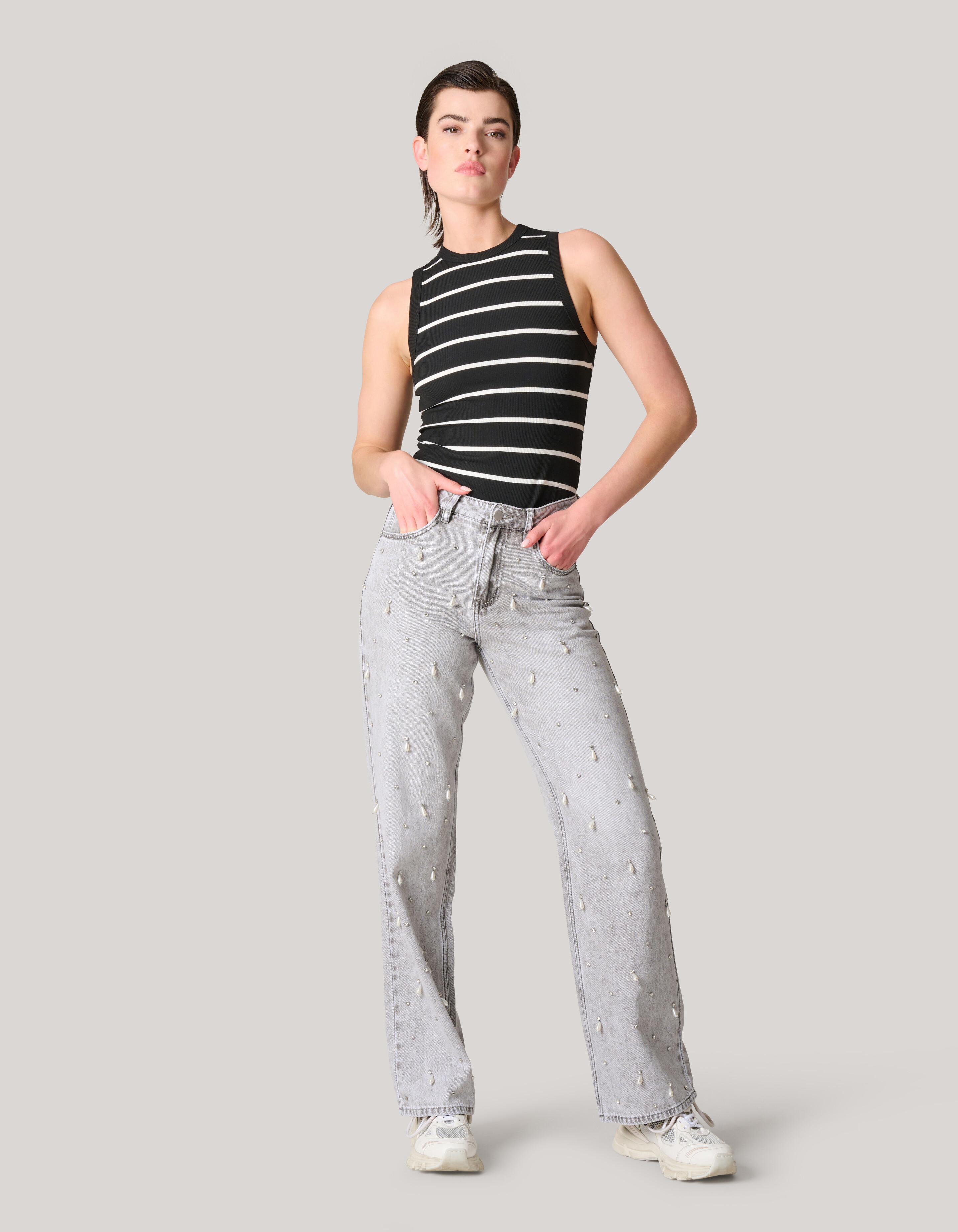 Gestreepte Tanktop Zwart/Wit SHOEBY WOMEN