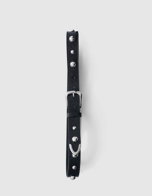 Studs Croco Belt Zwart SHOEBY ACCESSOIRES