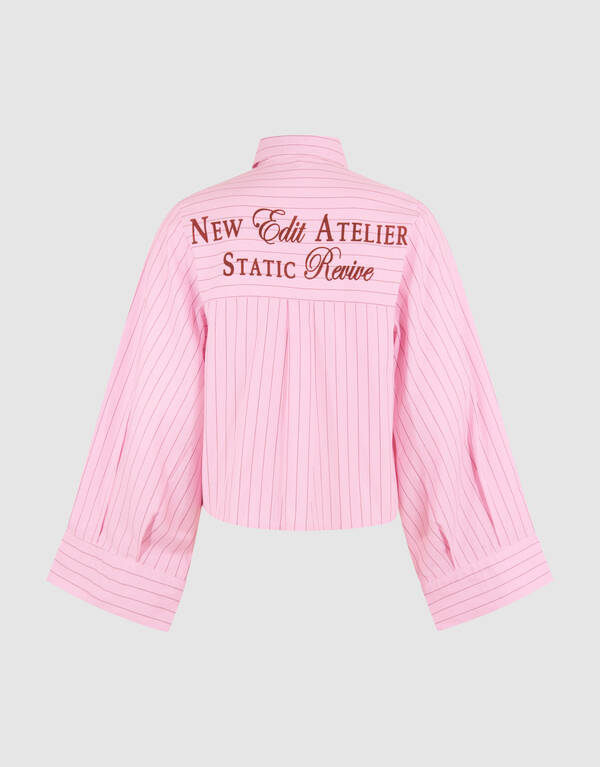 Poplin Pinstripe Artwork Blouse Roze SHOEBY WOMEN