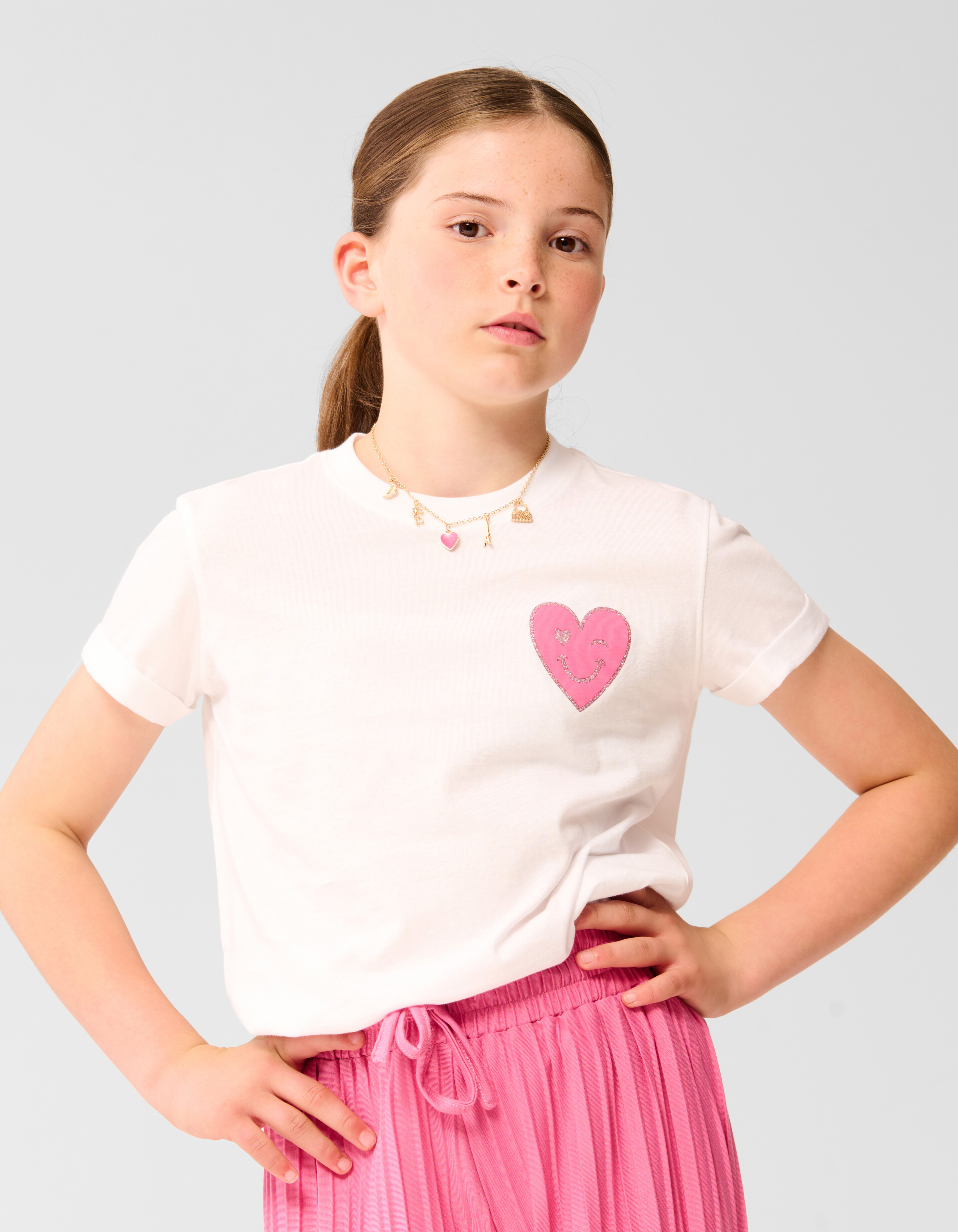 Smiley Heart T-shirt Wit SHOEBY GIRLS
