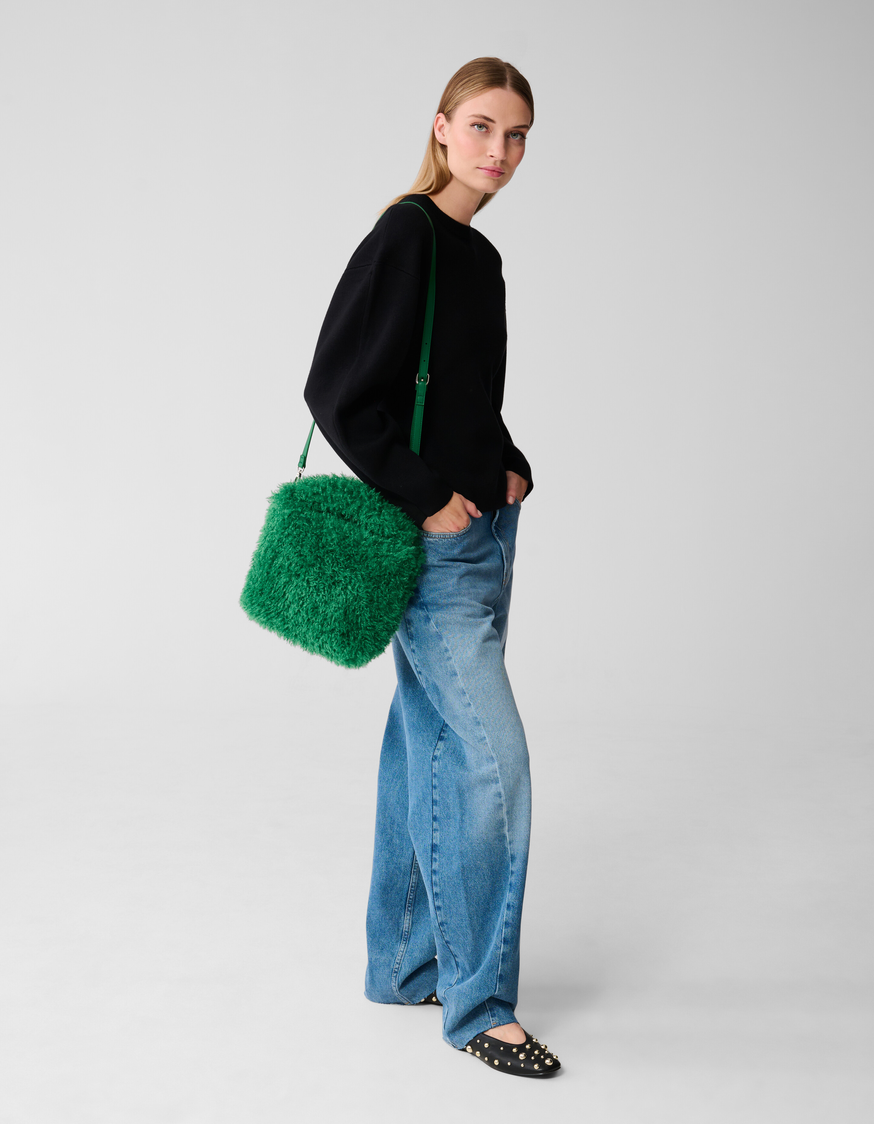 Fluffy Fur Tas Donkergroen SHOEBY ACCESSOIRES