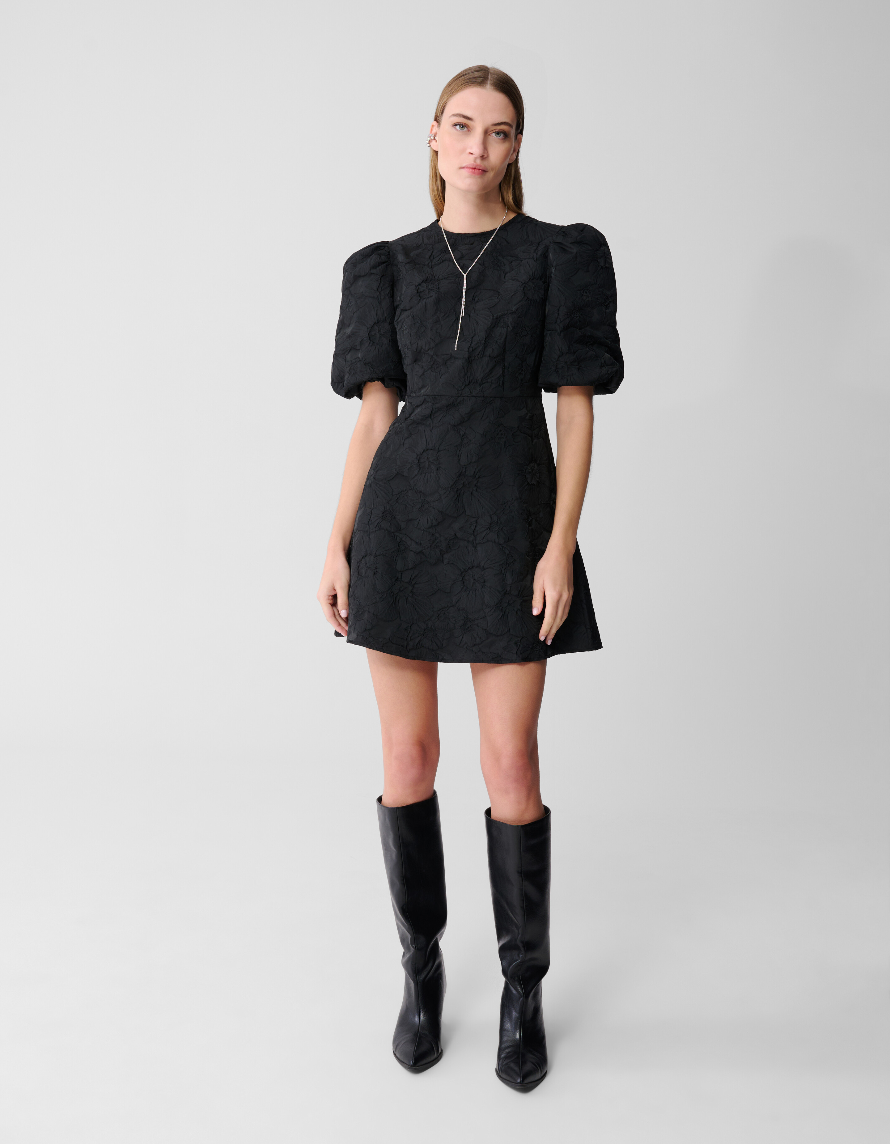 Jacquard Strik Mini Jurk Zwart SHOEBY WOMEN