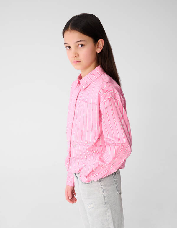 Pinstripe Stud Blouse Roze SHOEBY GIRLS