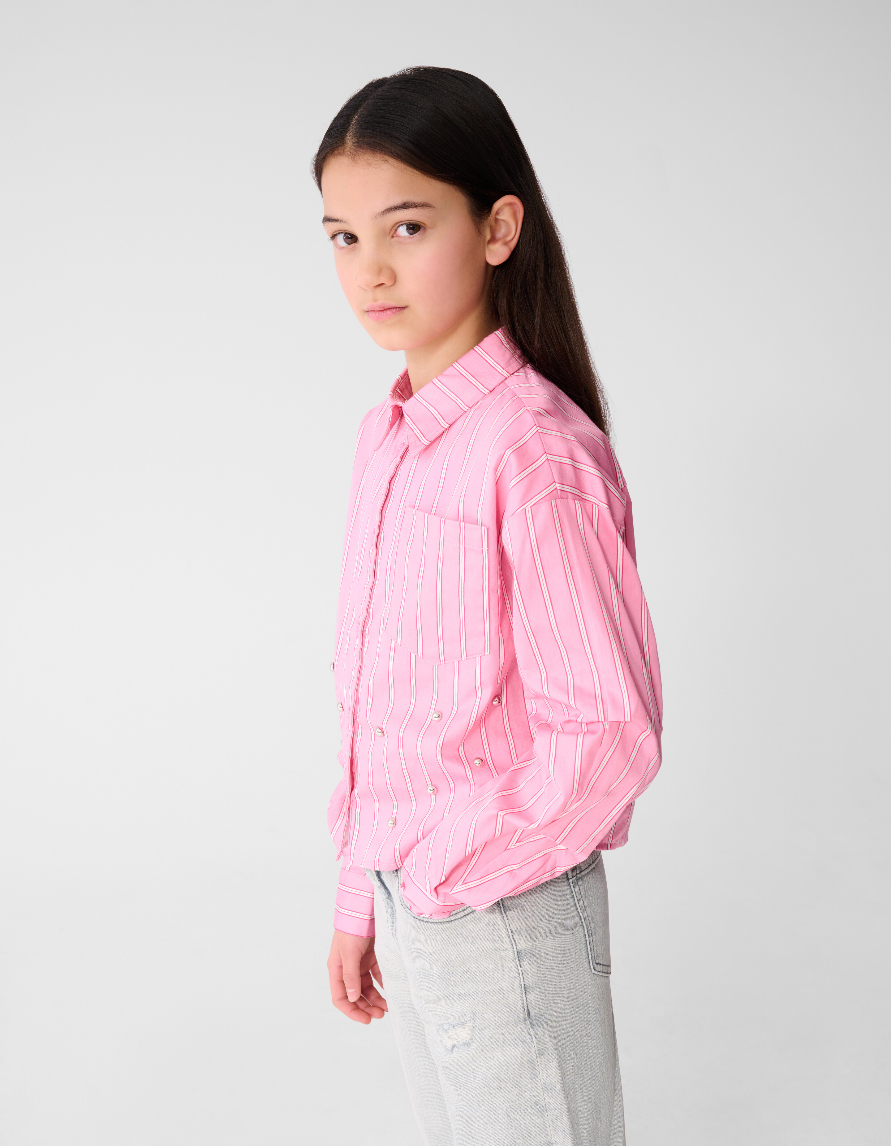 Pinstripe Stud Blouse Roze SHOEBY GIRLS