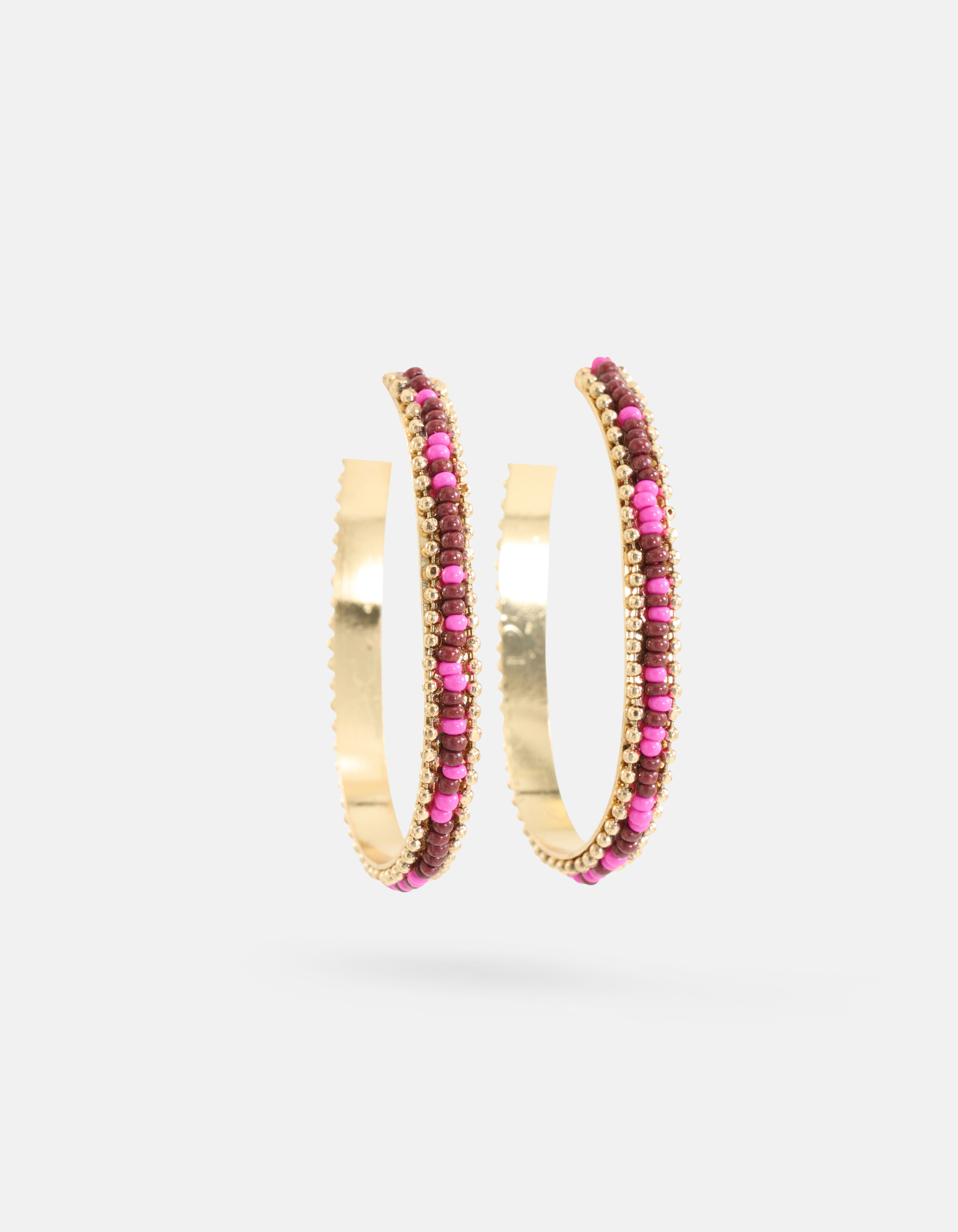Ovale Beaded Hoops Oorbellen Roze SHOEBY ACCESSOIRES