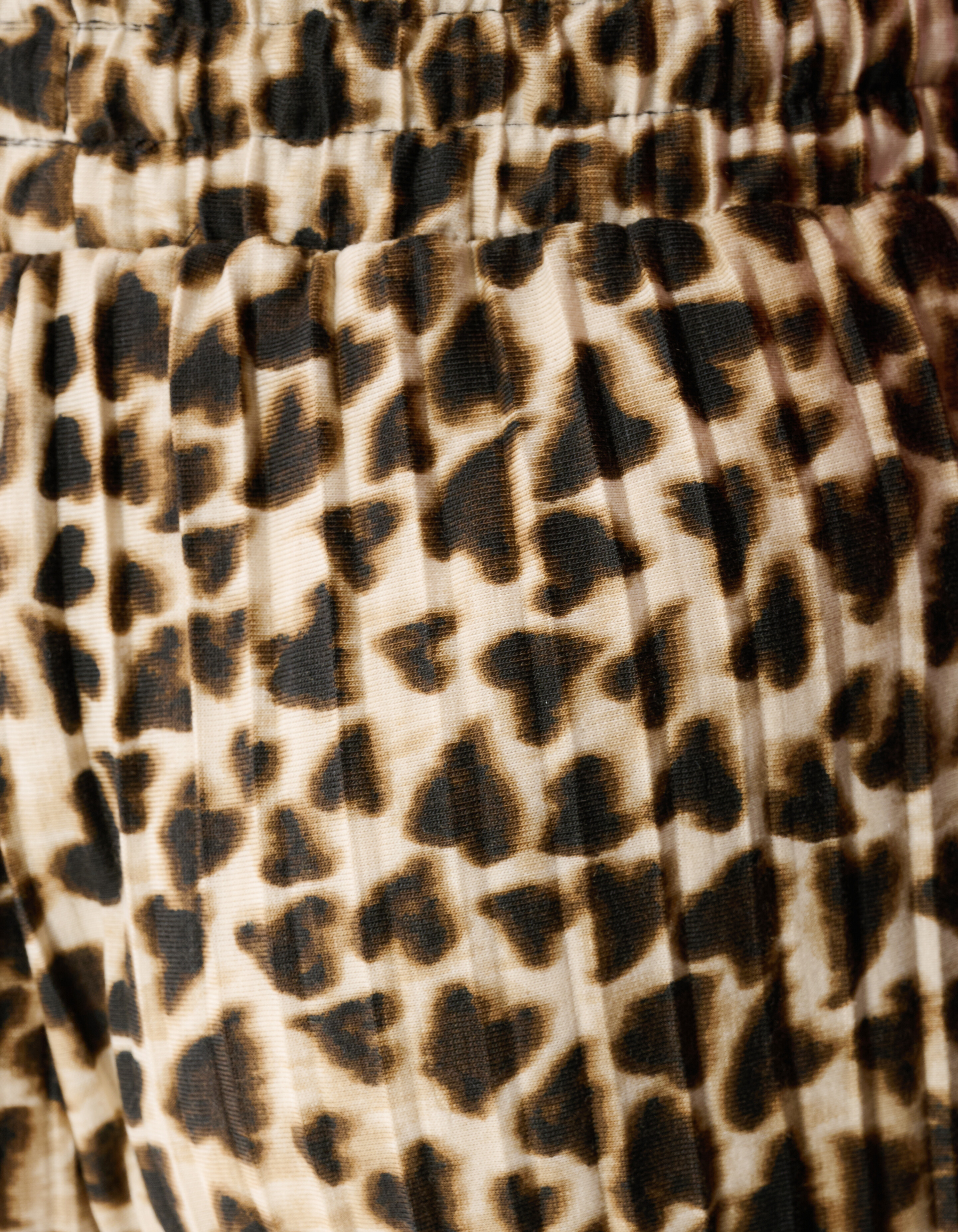 Leopard Pliss&eacute; Wide Leg Broek Lichtbruin SHOEBY GIRLS