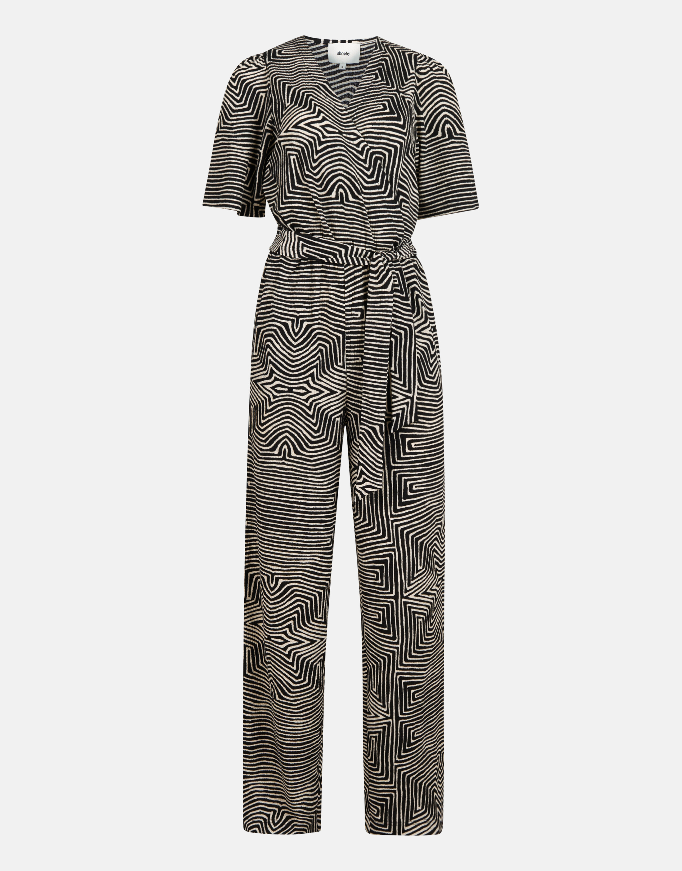 Crinkle Jumpsuit Zwart/Gebroken Wit SHOEBY WOMEN