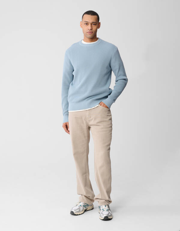 Gebreide Waffle Trui Lichtblauw SHOEBY MEN