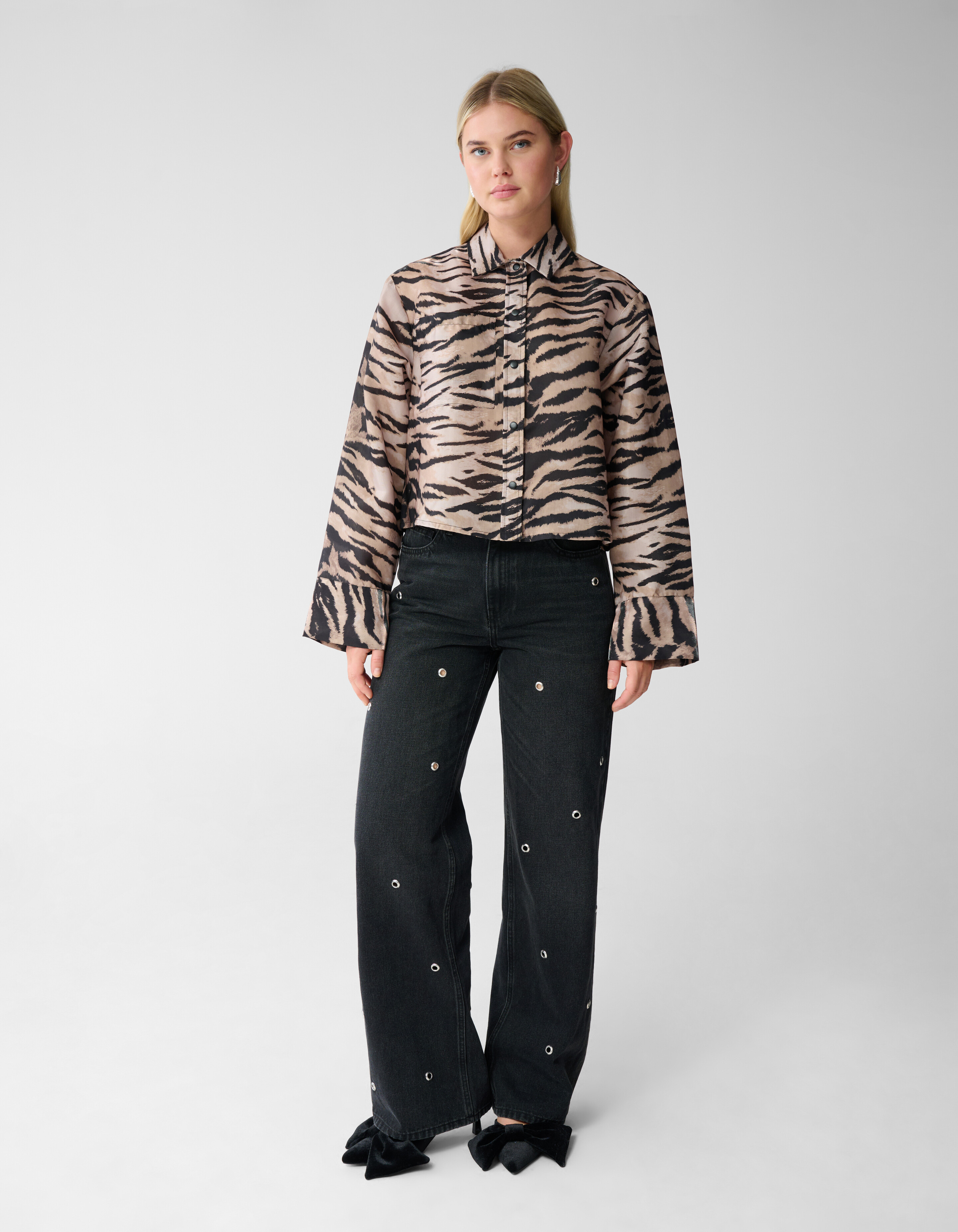 Cropped Tijger Blouse Bruin SHOEBY WOMEN