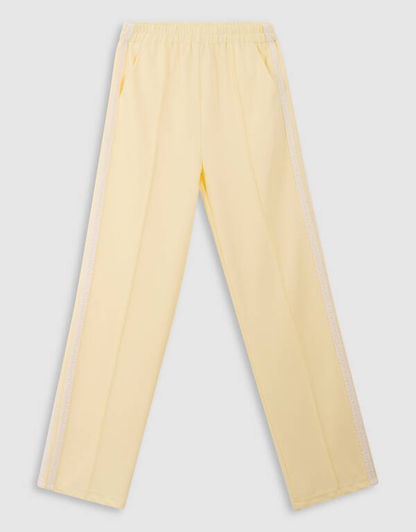 Sporty Wide Leg Broek Lichtgeel SHOEBY GIRLS