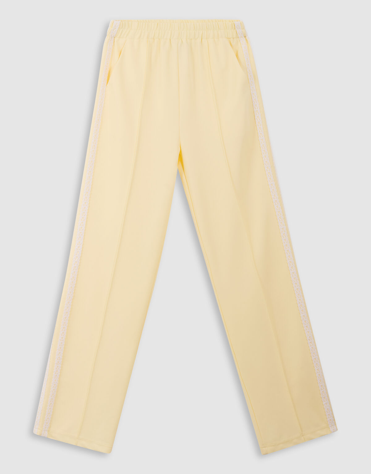 Sporty Wide Leg Broek Lichtgeel SHOEBY GIRLS