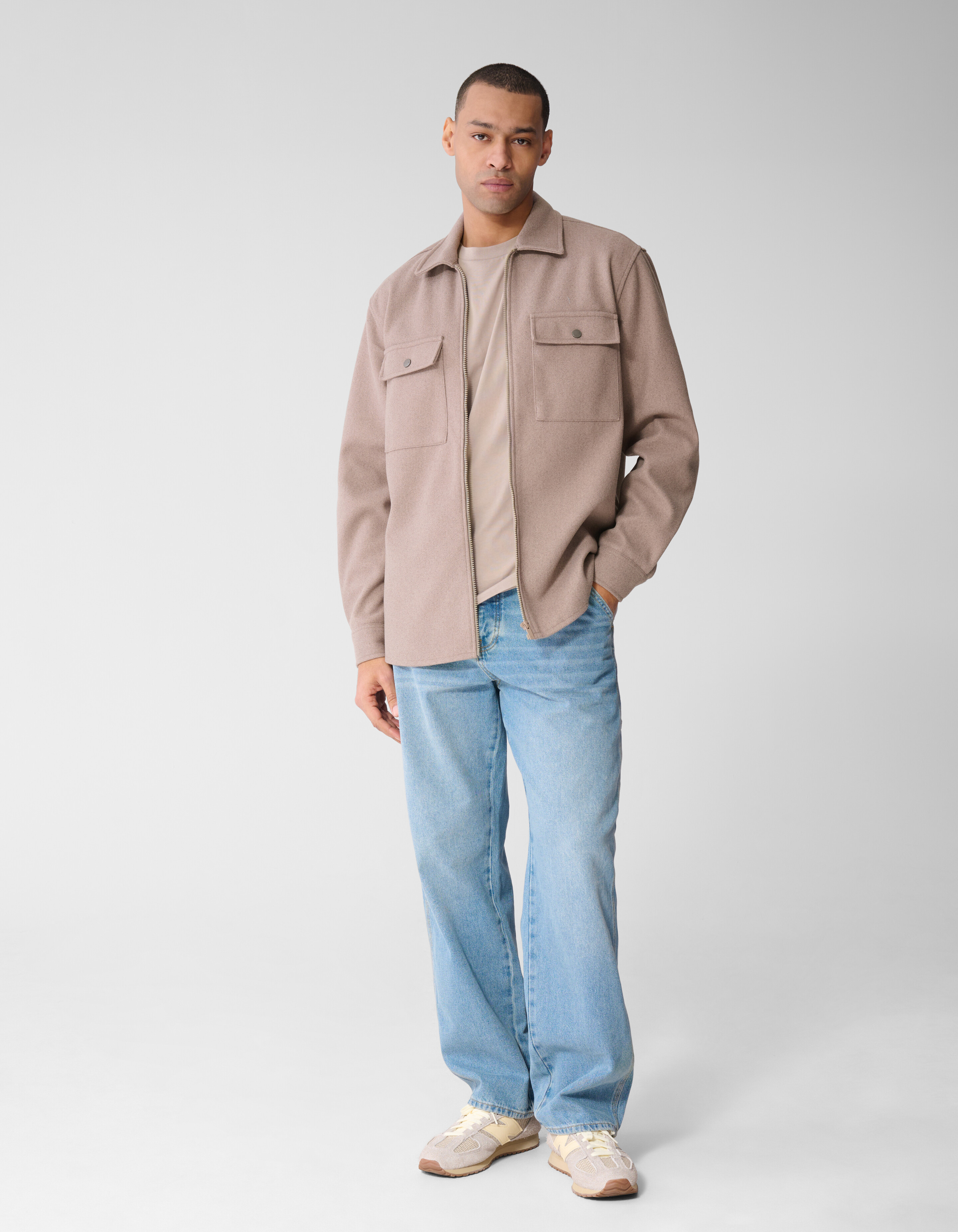 Soft Zip Overshirt Lichtbruin SHOEBY MEN