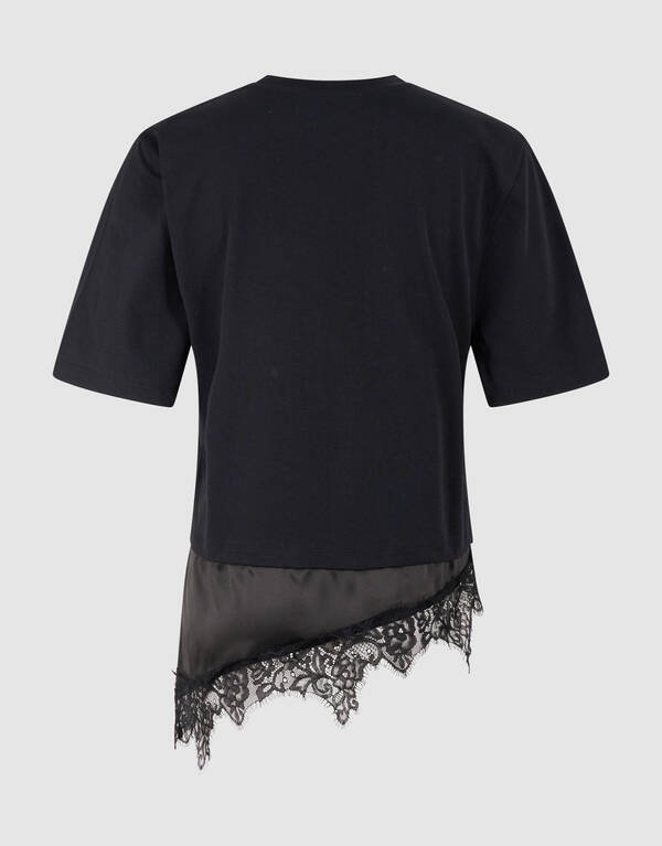 Kanten Satijnen T-shirt Zwart SHOEBY WOMEN