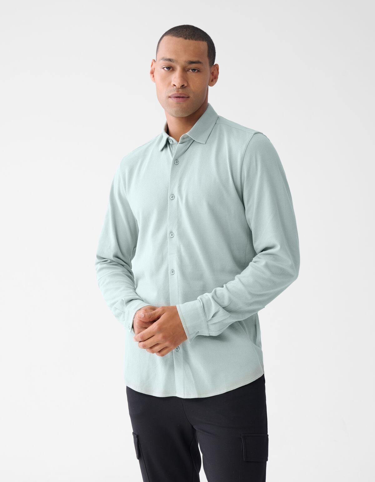 Structuur Overhemd Lichtgroen SHOEBY MEN