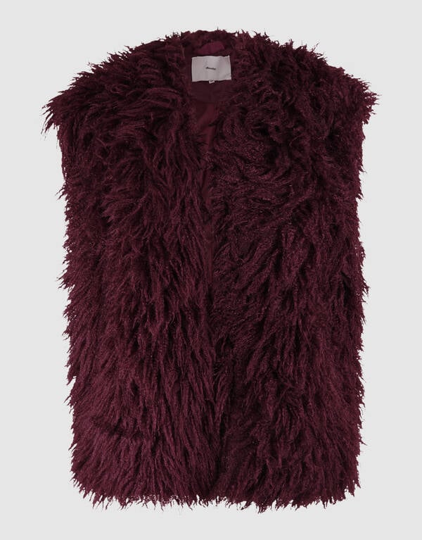 Oversized Teddy Gilet Donkerrood SHOEBY WOMEN