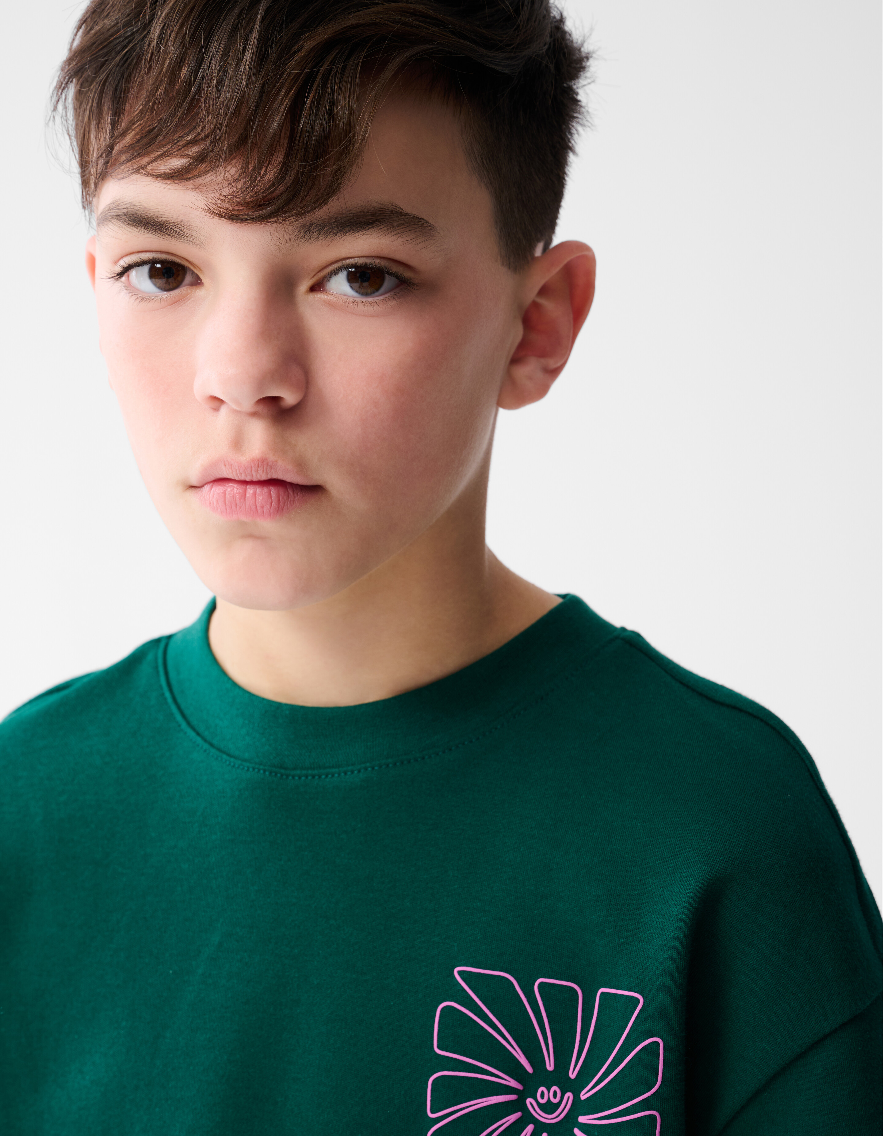 Happy Artwork T-shirt Donkergroen SHOEBY BOYS
