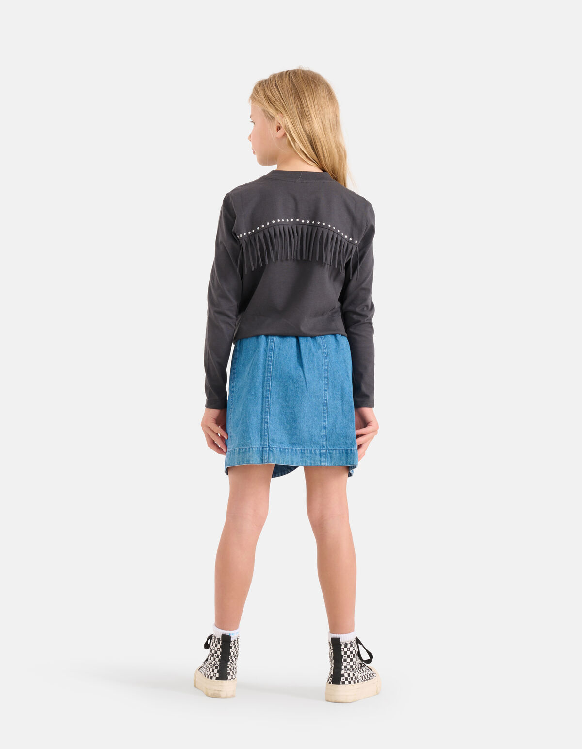 Fringe Longsleeve Donkergrijs SHOEBY GIRLS