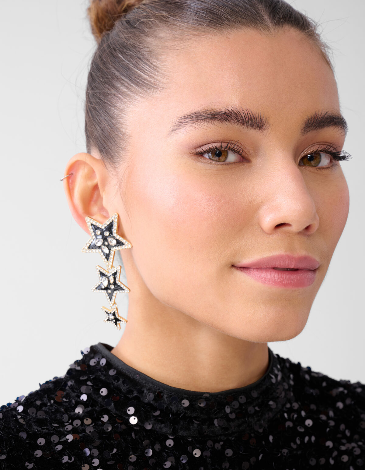 Triple Star Oorbellen Zwart SHOEBY ACCESSOIRES