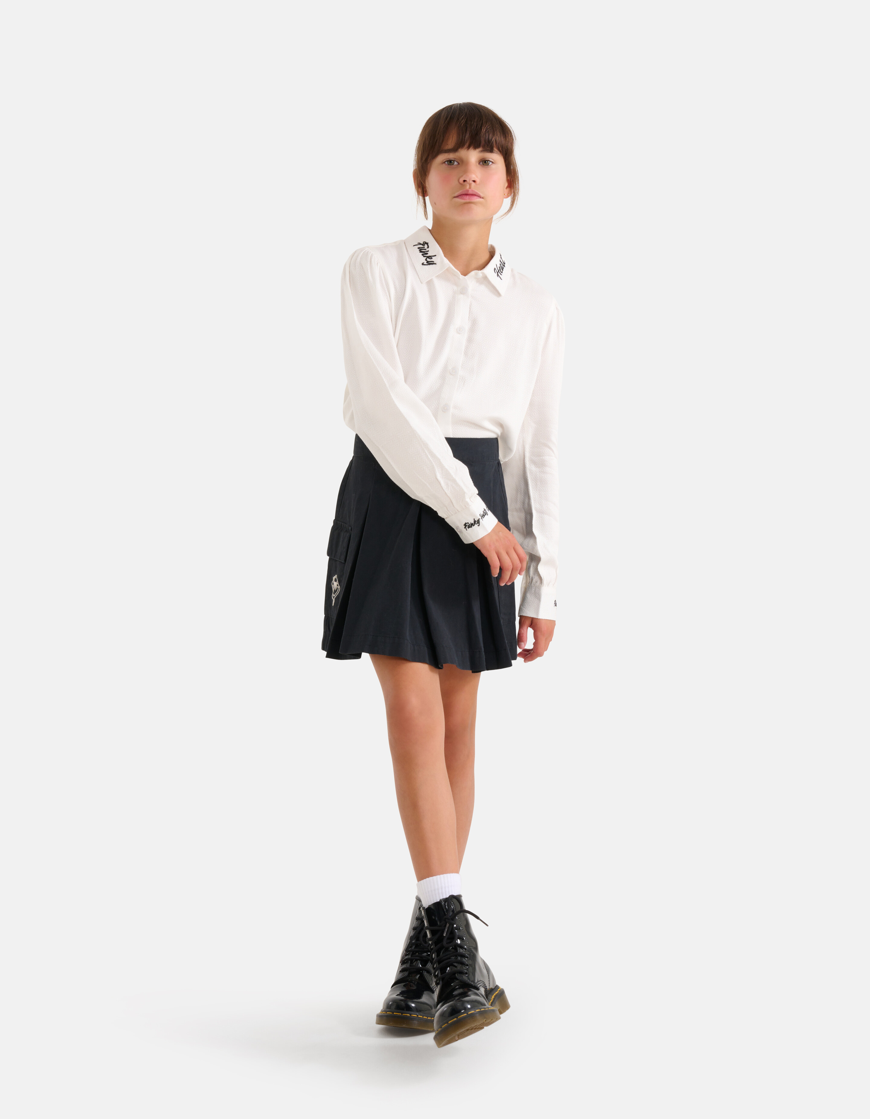 Embroidery Tekst Blouse Wit SHOEBY GIRLS
