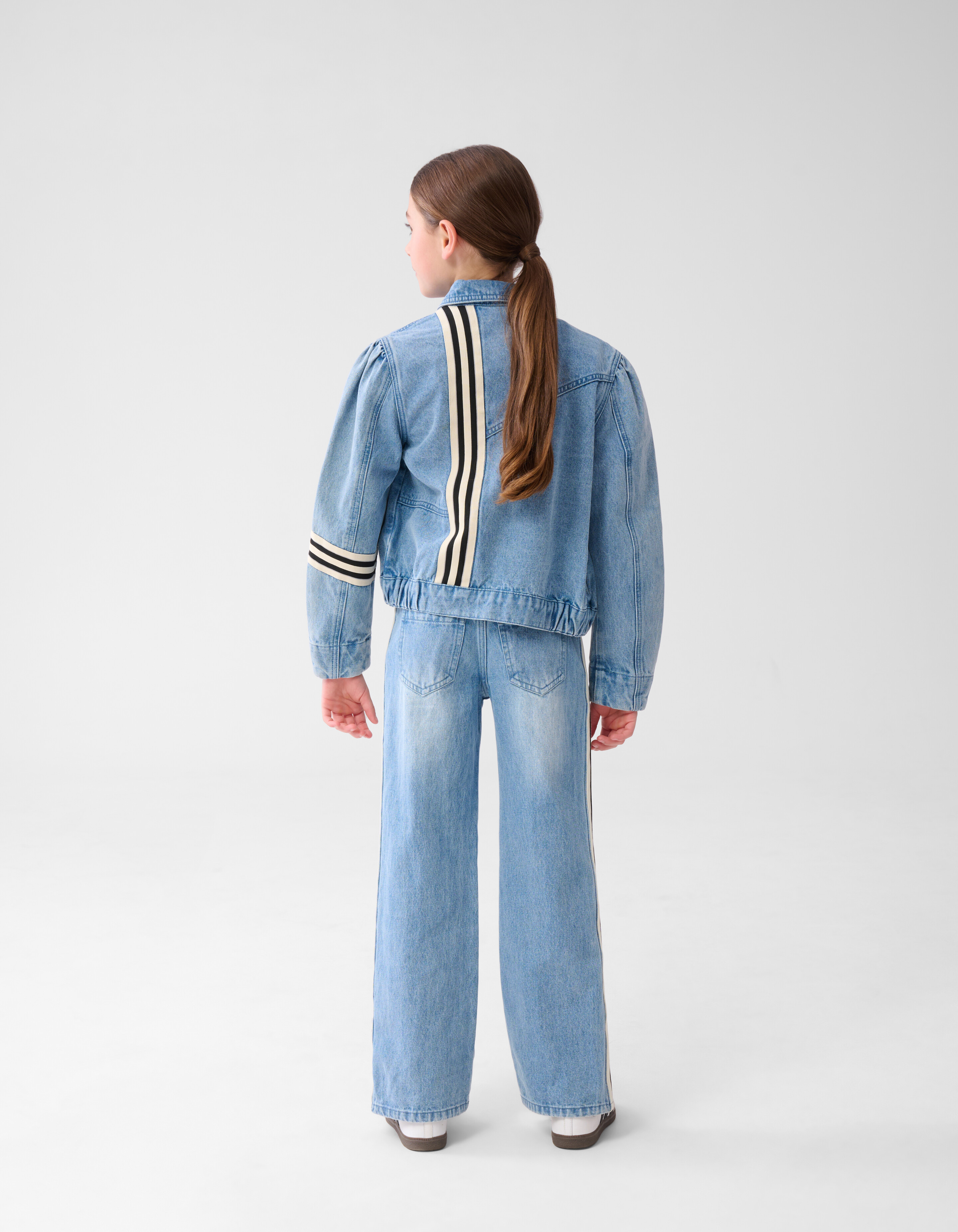 Sporty Tape Wide Leg Jeans Blauw SHOEBY GIRLS
