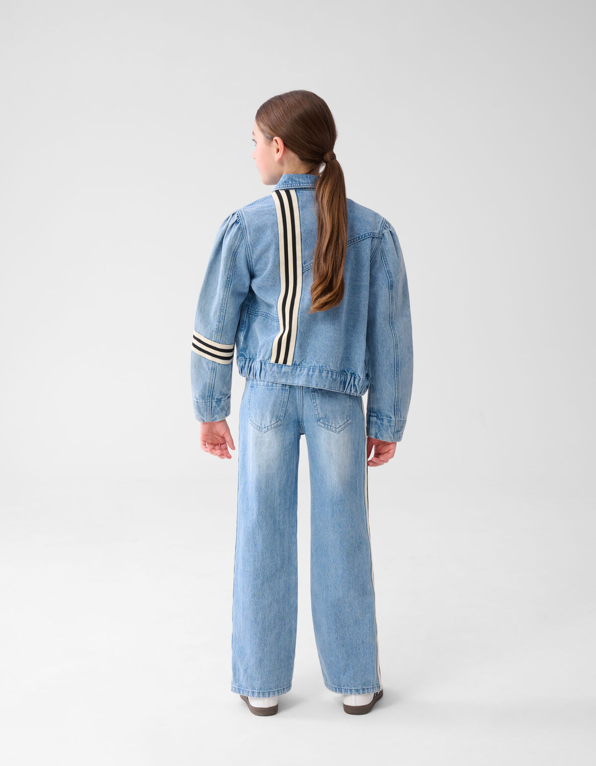 Sporty Tape Wide Leg Jeans Blauw SHOEBY GIRLS