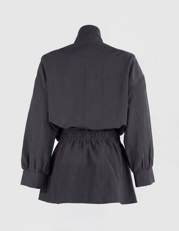 Peplum Jurk Donkergrijs SHOEBY WOMEN