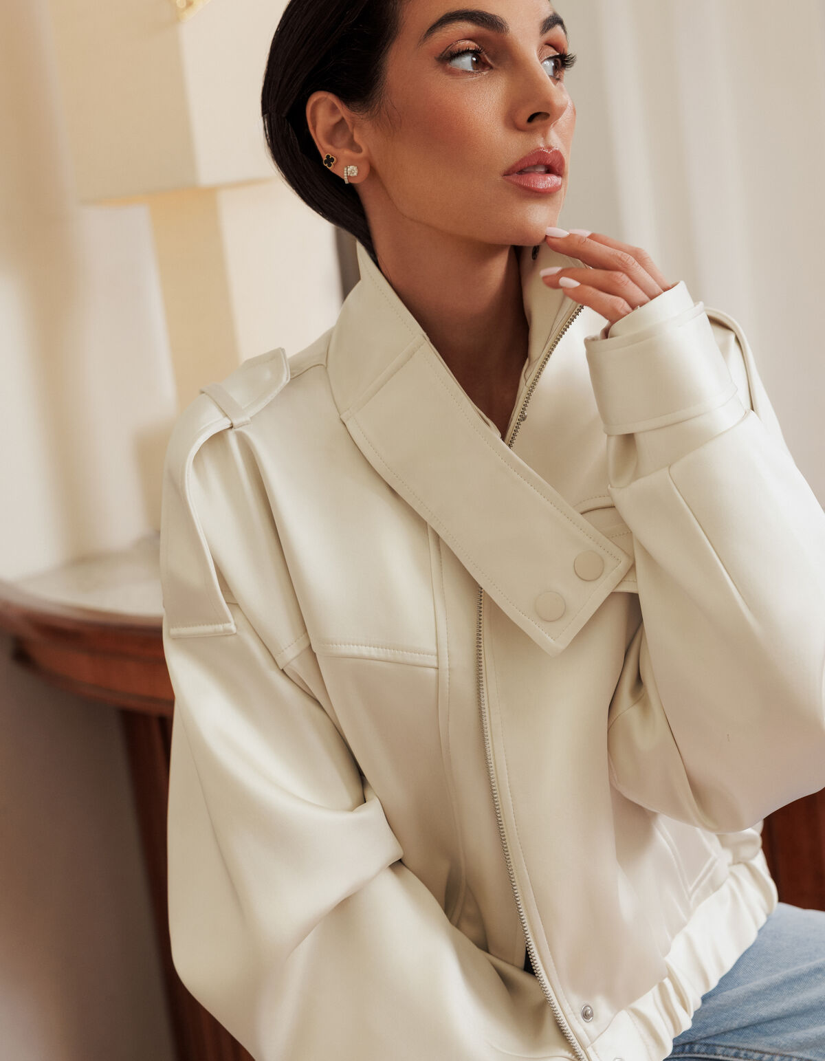 Oversized Bomberjack Gebroken Wit By Anna SHOEBY WOMEN