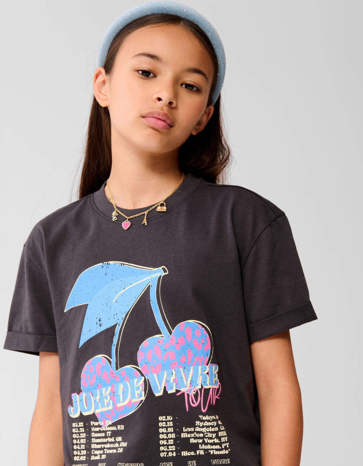 Vivre Artwork T-shirt Donkergrijs SHOEBY GIRLS