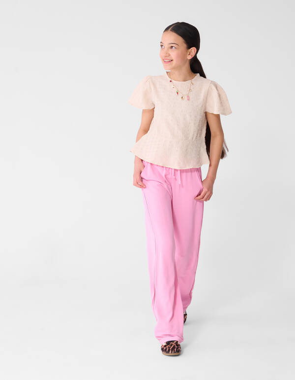 Crinkle Peplum Top Zand SHOEBY GIRLS