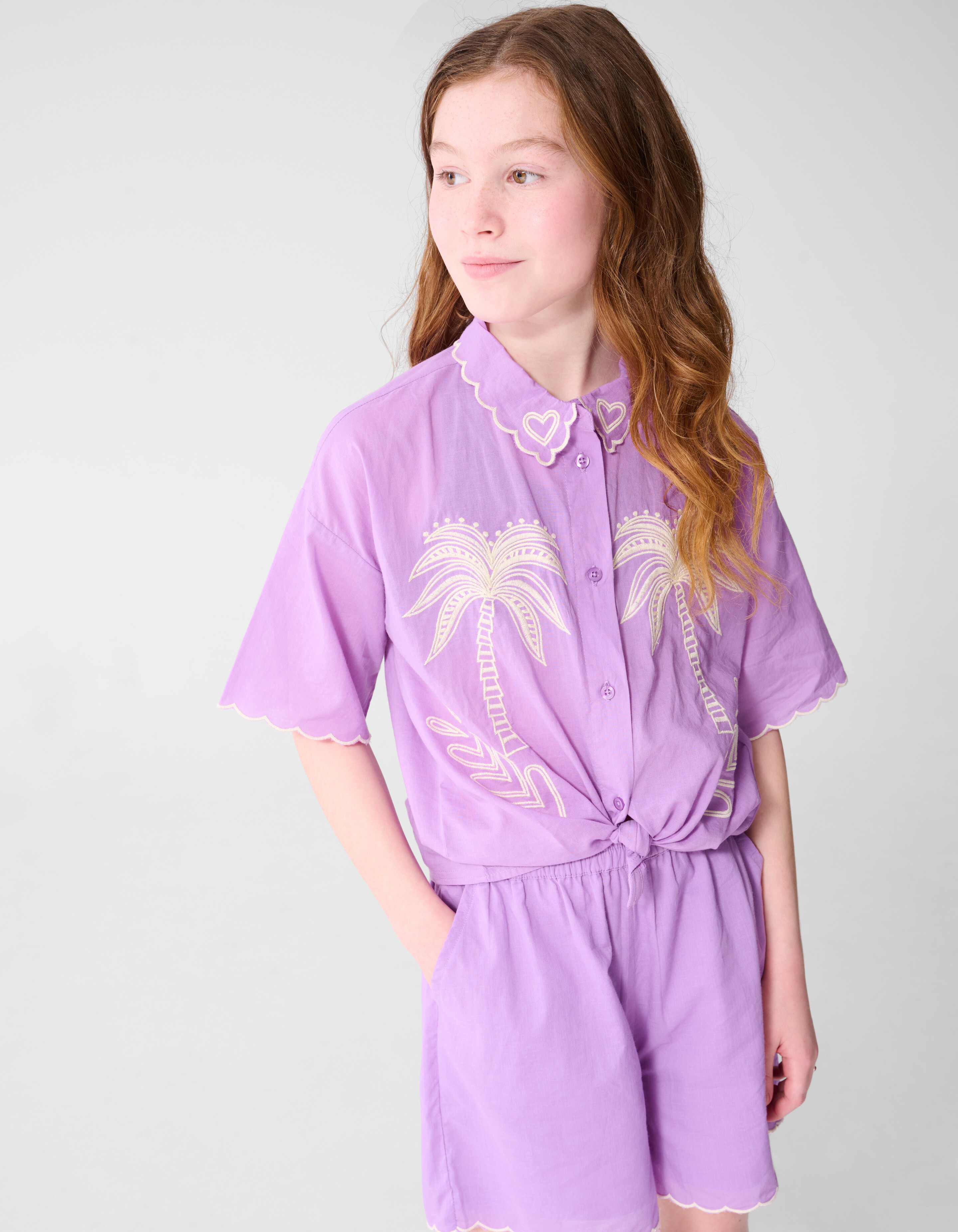 Tropical Embroidery Blouse Paars SHOEBY GIRLS