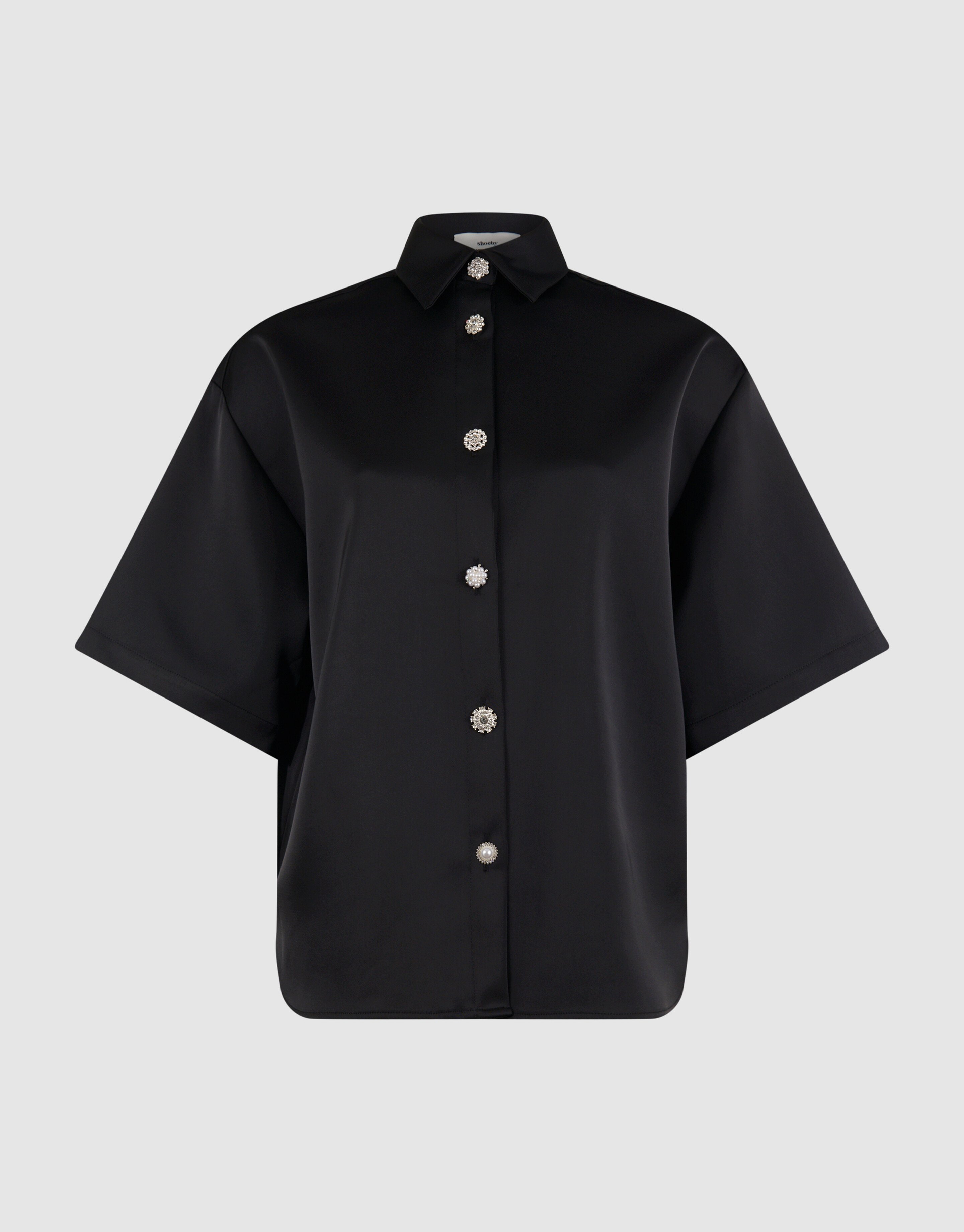 Oversized Satijnen Blouse Zwart By Monica SHOEBY WOMEN