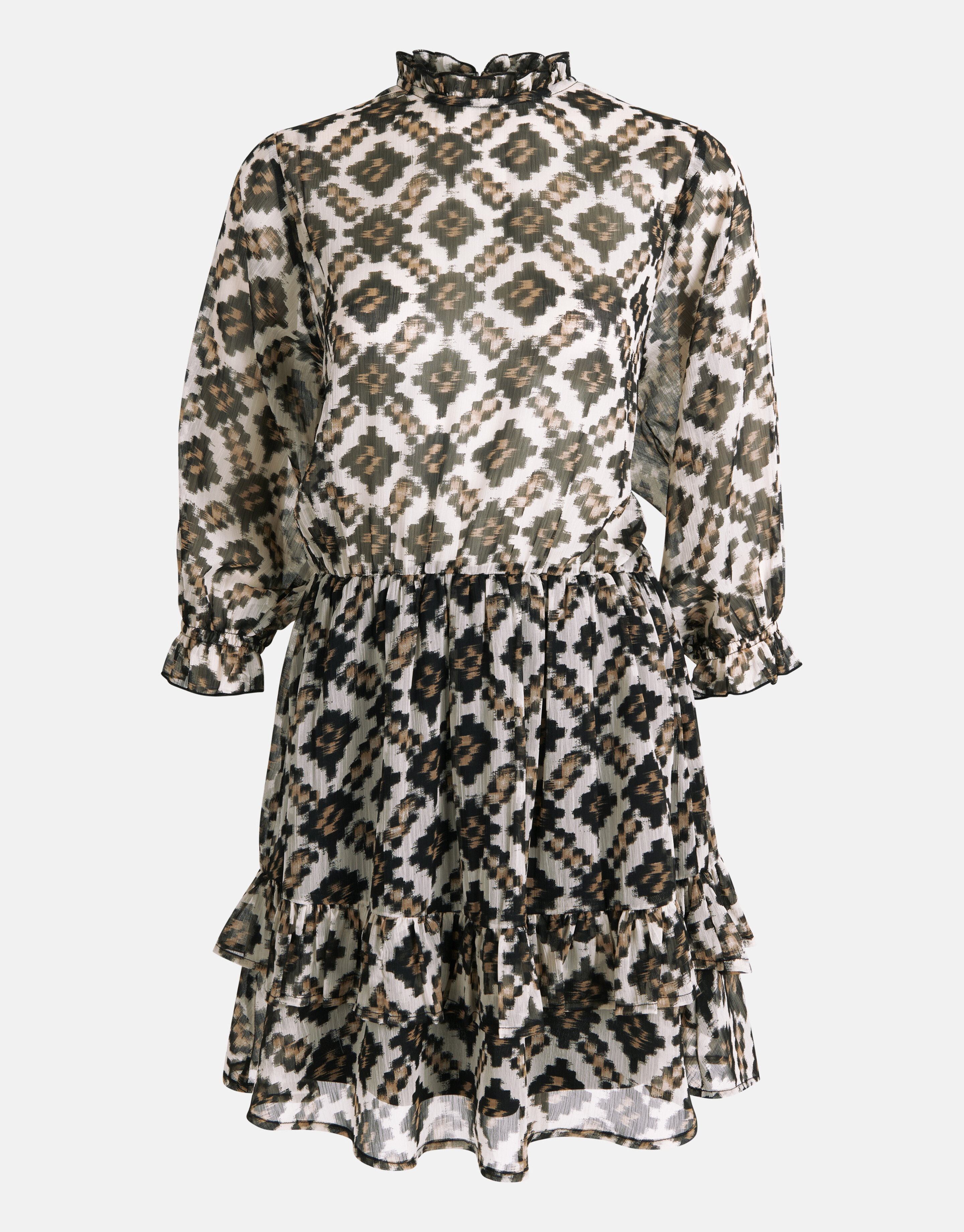 Printed Chiffon Jurk Beige SHOEBY WOMEN