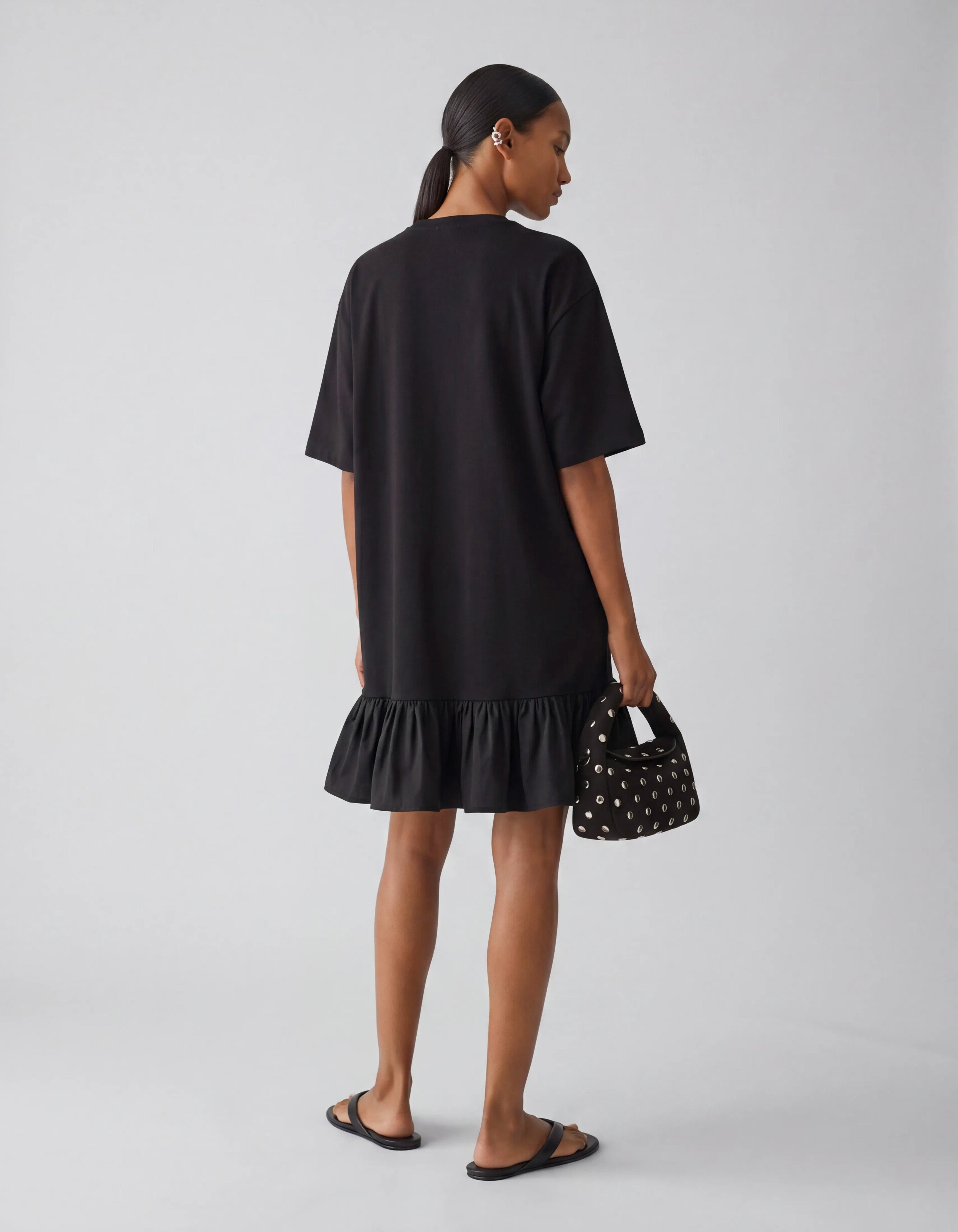 Ruffle T-shirt Mini Jurk Zwart SHOEBY WOMEN