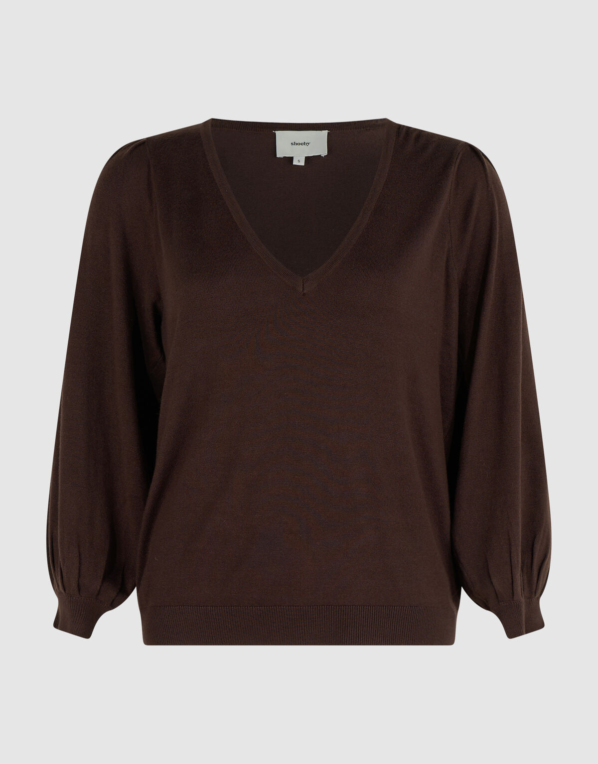 Gebreide V-neck Trui Donkerbruin SHOEBY WOMEN