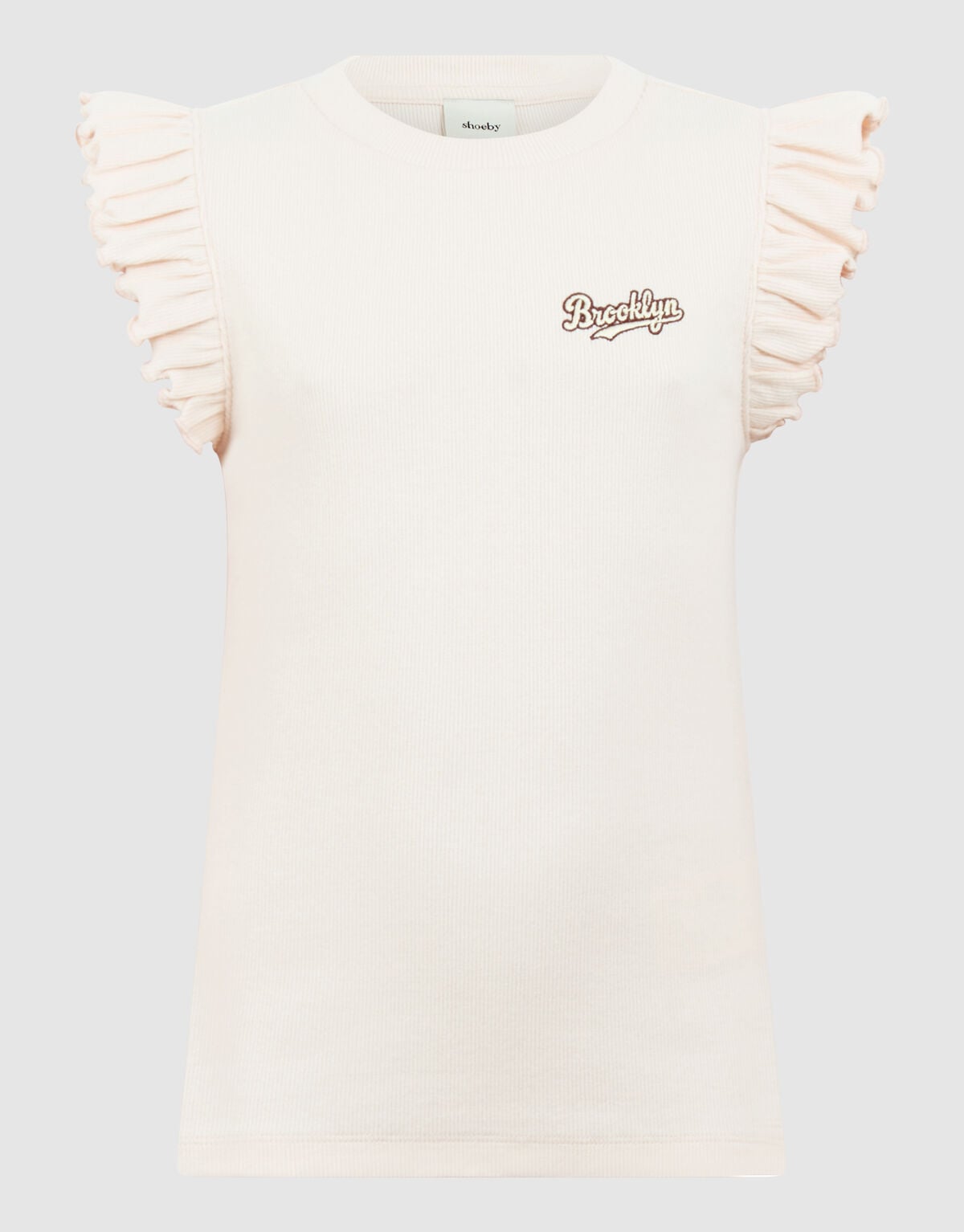Brooklyn Ruffle Rib Top Gebroken Wit SHOEBY GIRLS