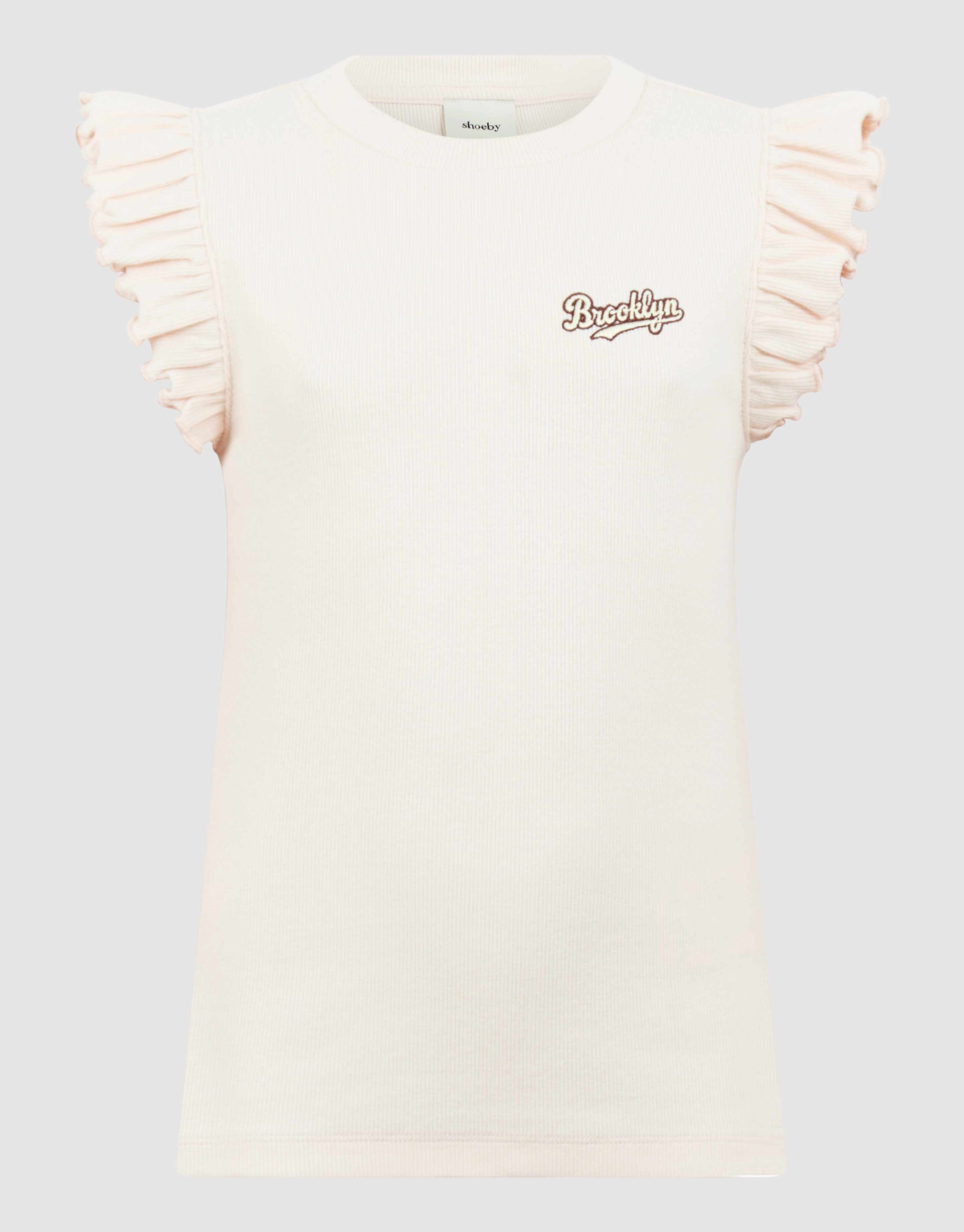 Brooklyn Ruffle Rib Top Gebroken Wit SHOEBY GIRLS