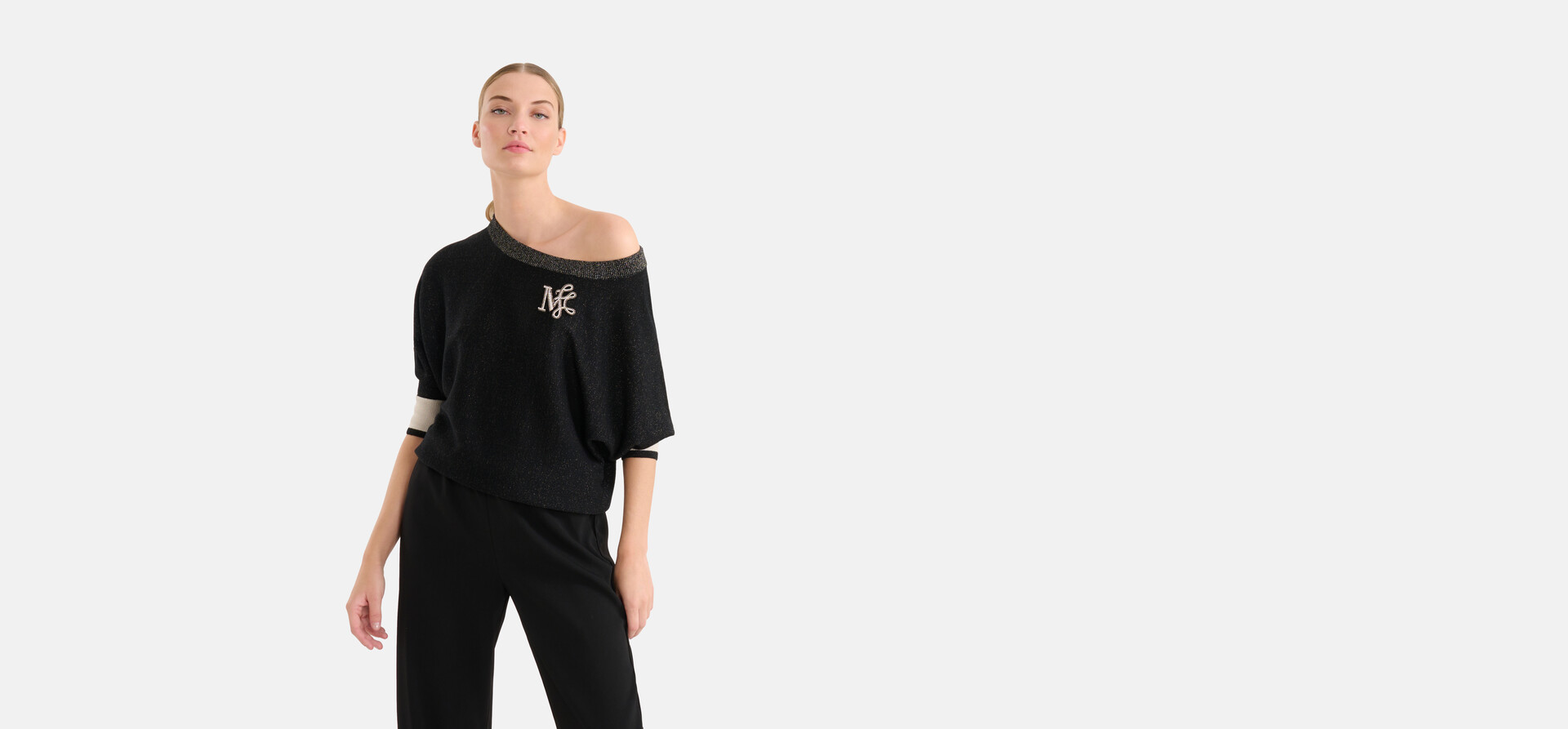 Colorblock Vleermuismouwen Trui Zwart By Mieke SHOEBY WOMEN