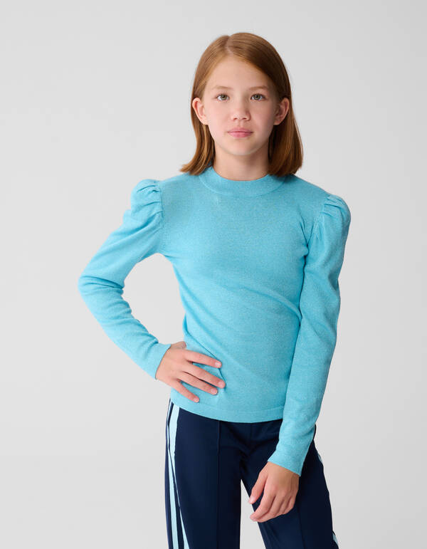 Glitter Longsleeve Top Blauw SHOEBY GIRLS